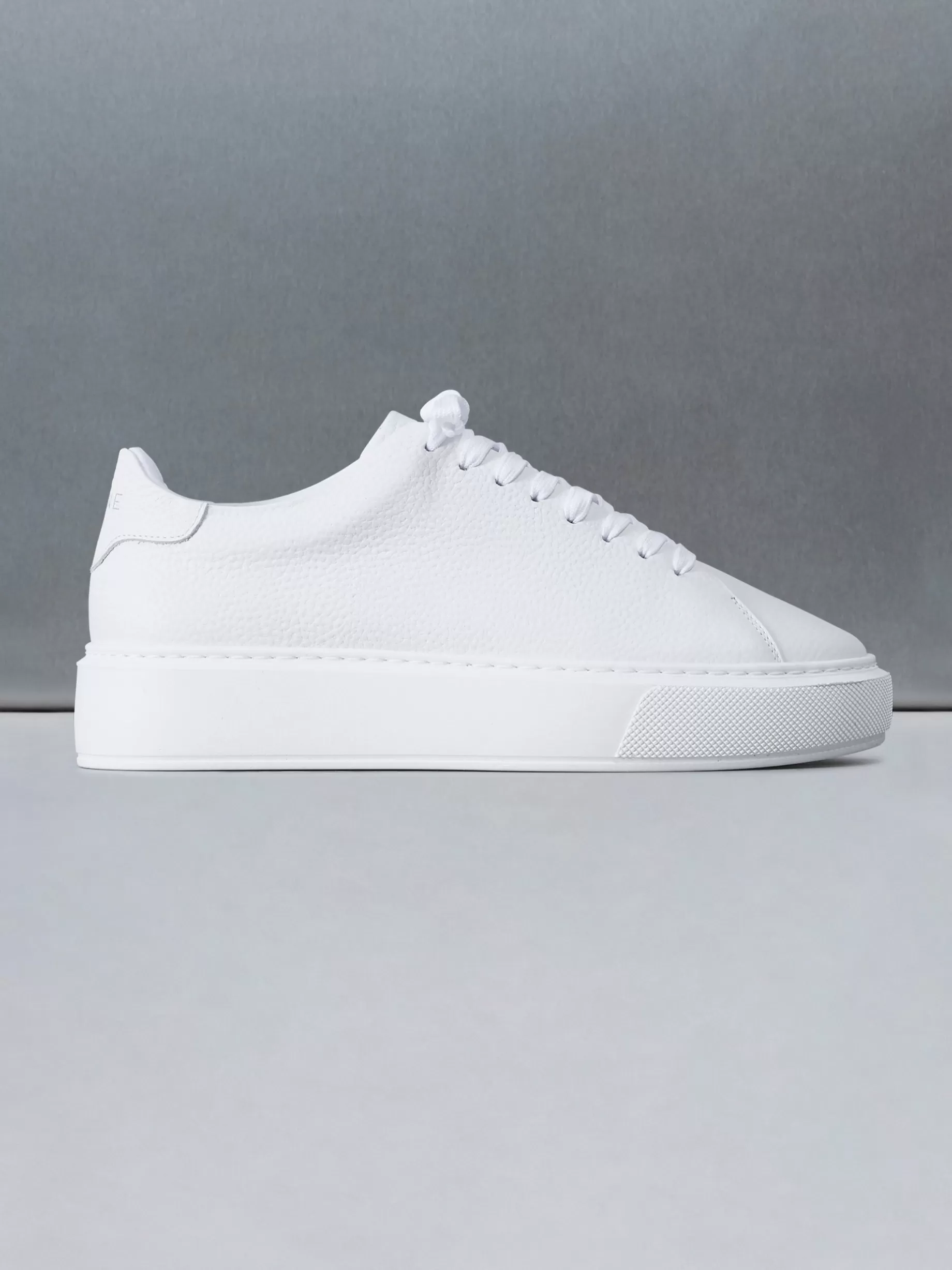 Clearance ARNE Basic Essential Leather Trainer - Triple White TripleWhite