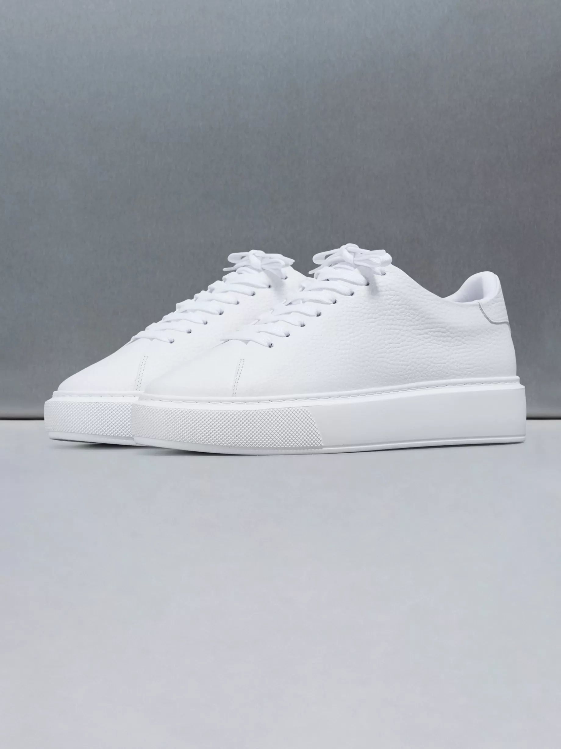 Clearance ARNE Basic Essential Leather Trainer - Triple White TripleWhite