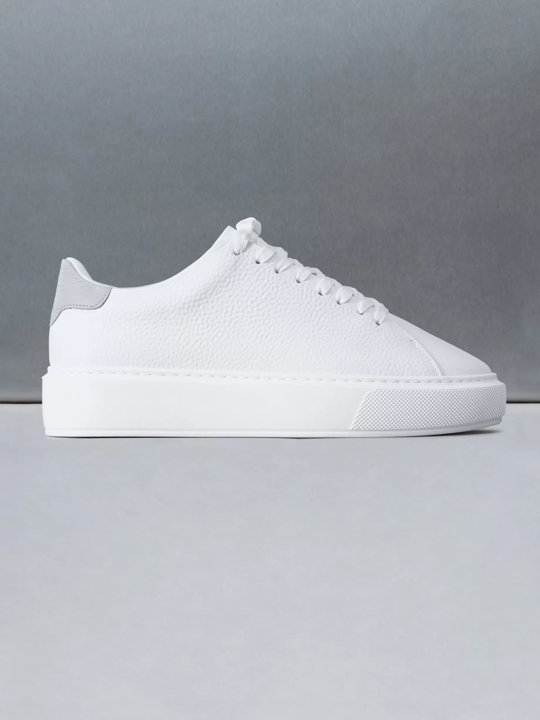 Online ARNE Basic Essential Leather Trainer - White Grey WhiteGrey