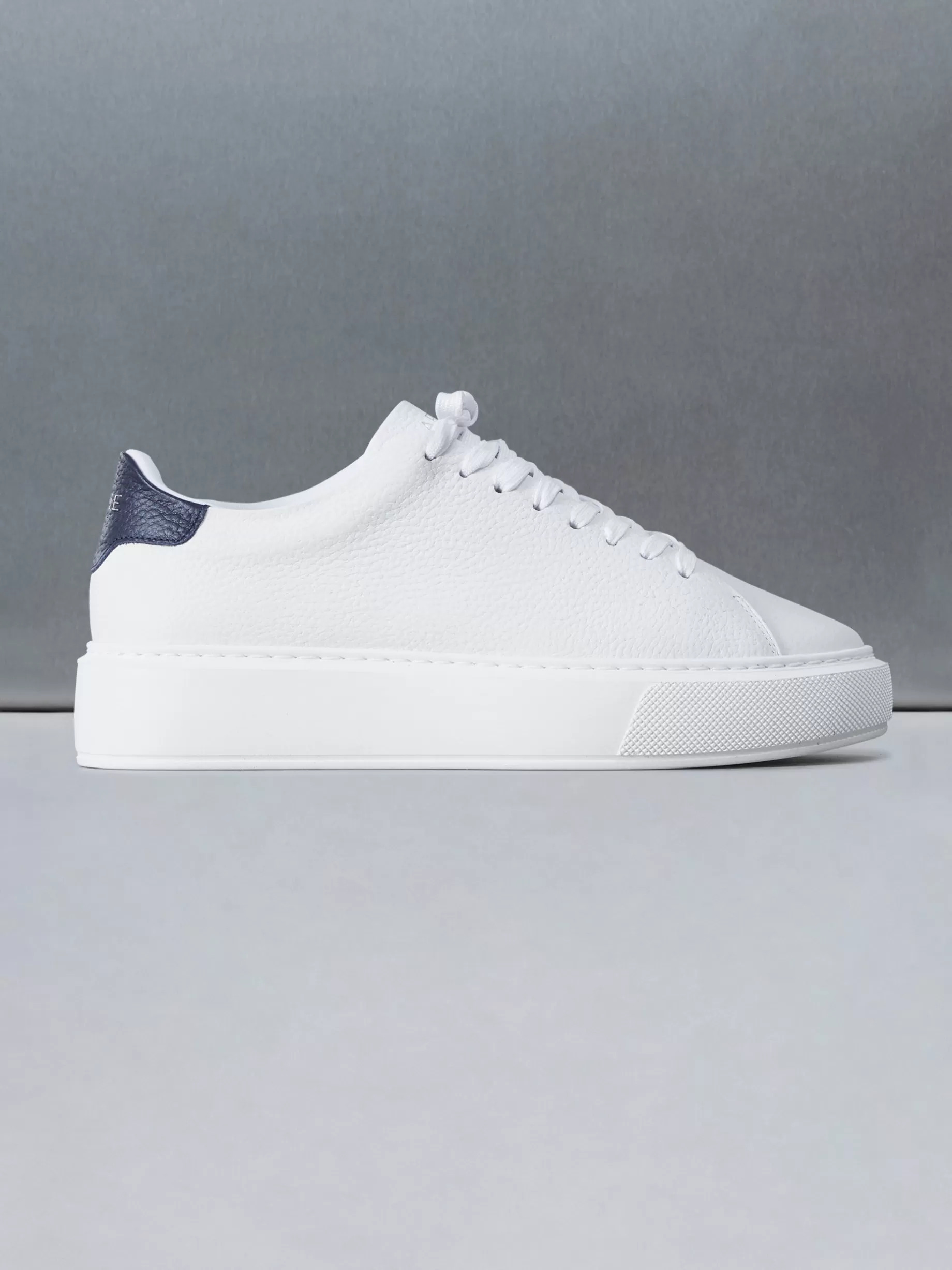 Hot ARNE Basic Essential Leather Trainer - White Navy WhiteNavy