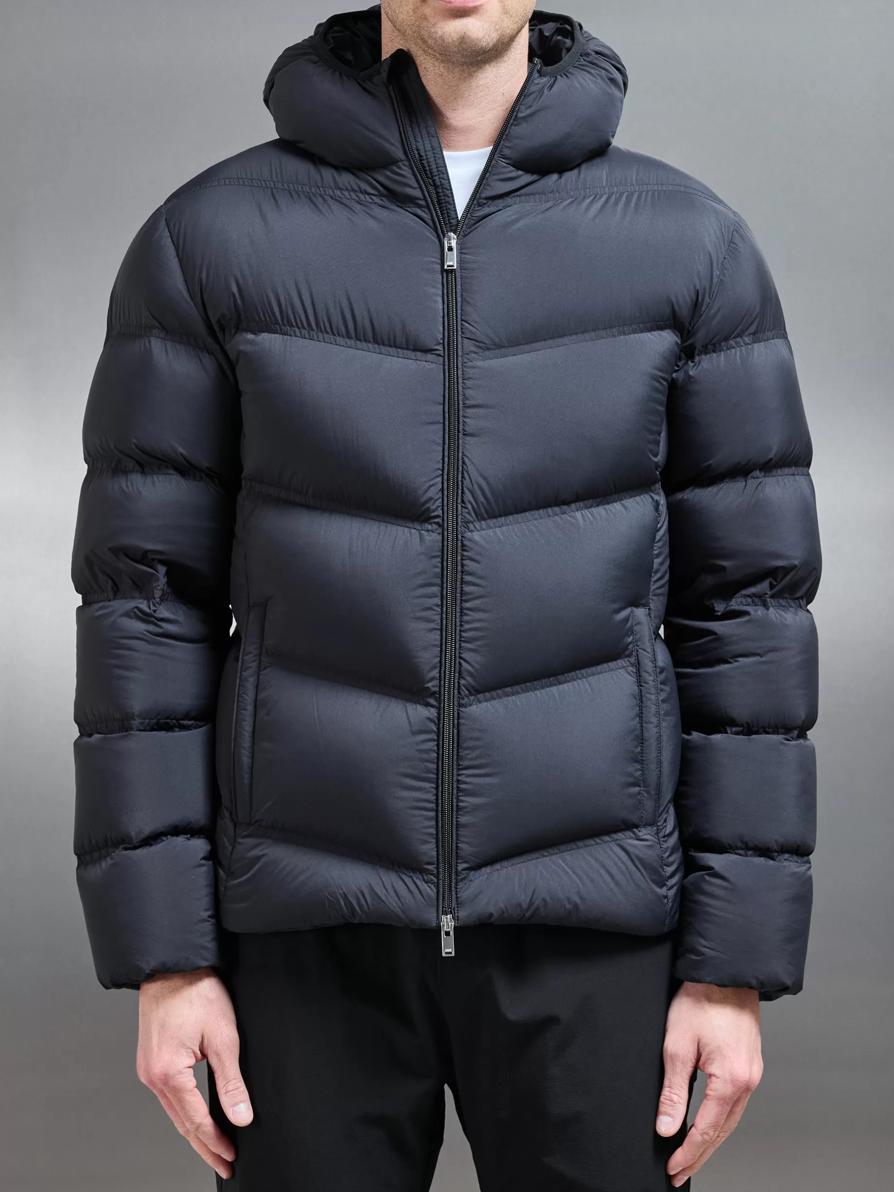 Fashion ARNE Chevron Puffer Jacket - Black