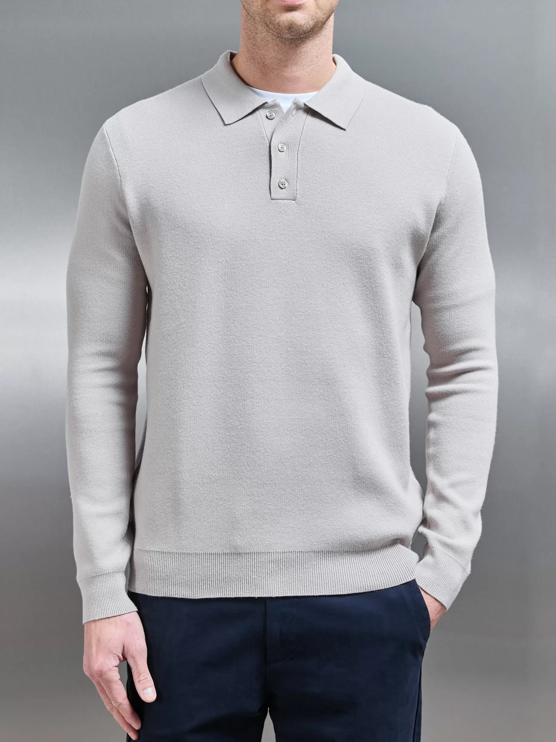 Best ARNE Chunky Knitted Polo Shirt - Stone