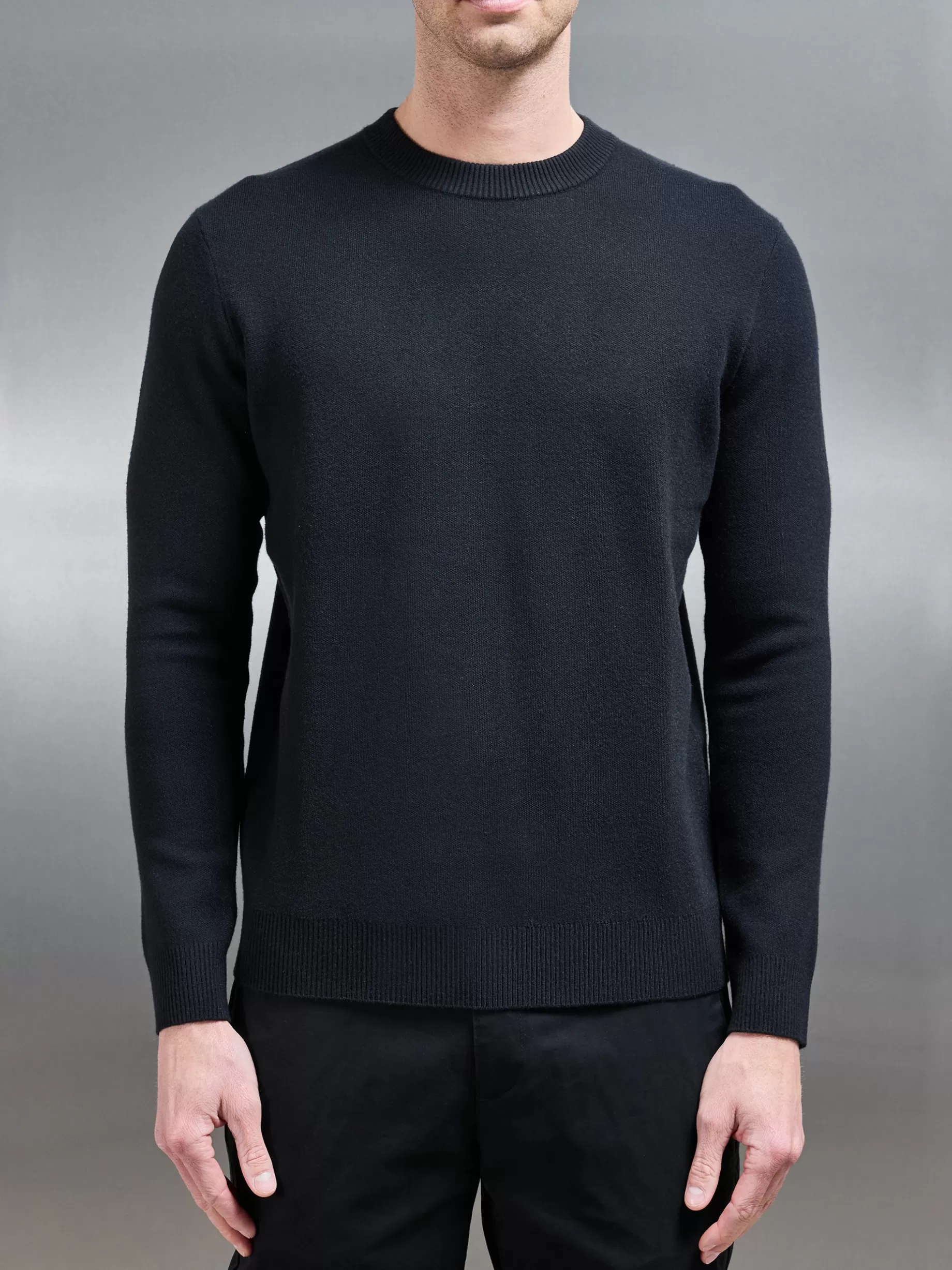 Shop ARNE Chunky Knitted Sweatshirt - Black