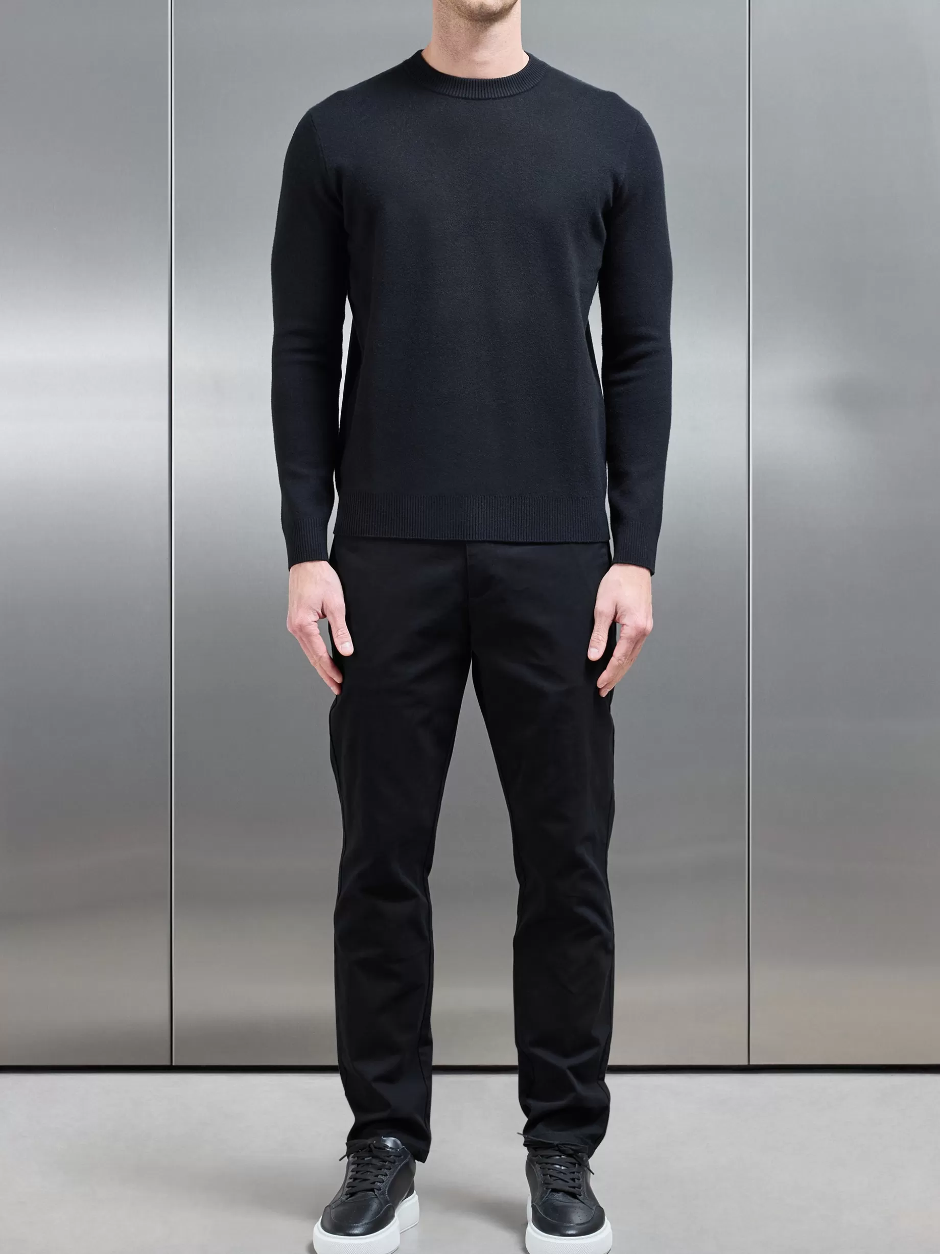 Shop ARNE Chunky Knitted Sweatshirt - Black