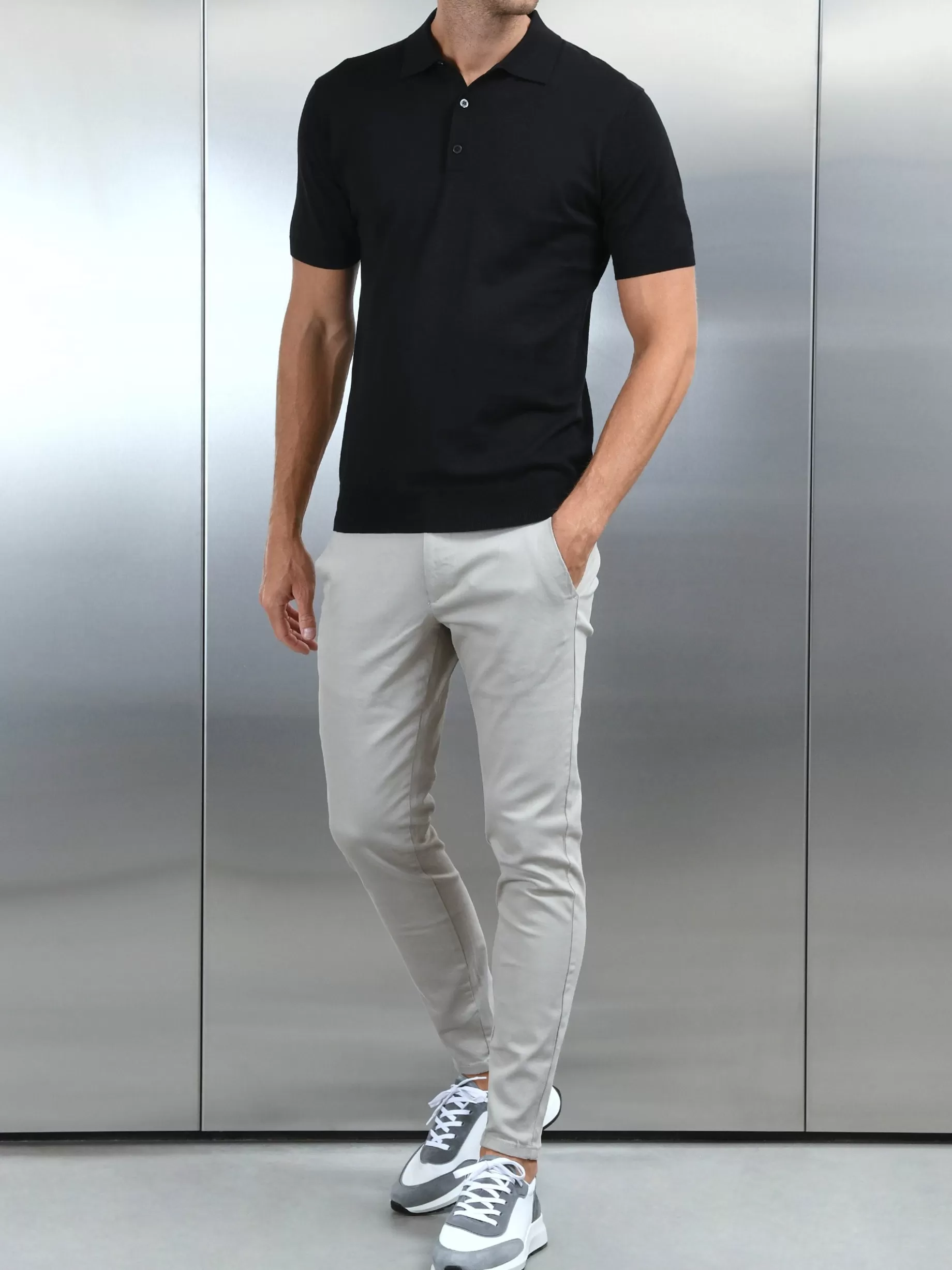 Store ARNE Cotton and Silk Polo Shirt - Black