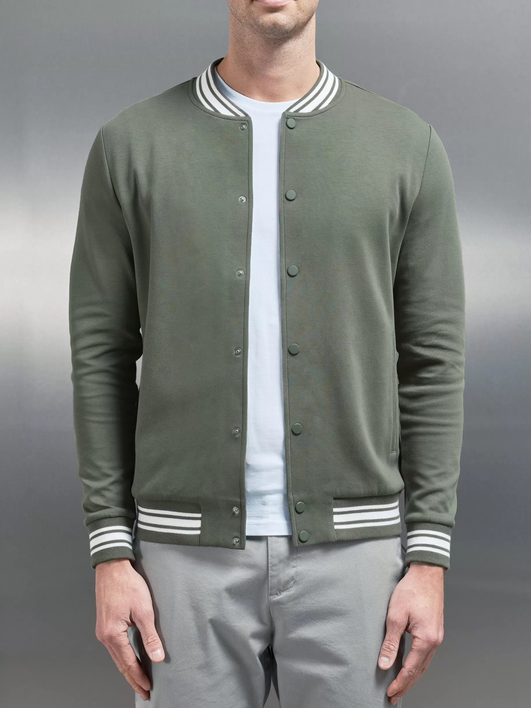 Cheap ARNE Cotton Jersey Varsity Jacket - Sage