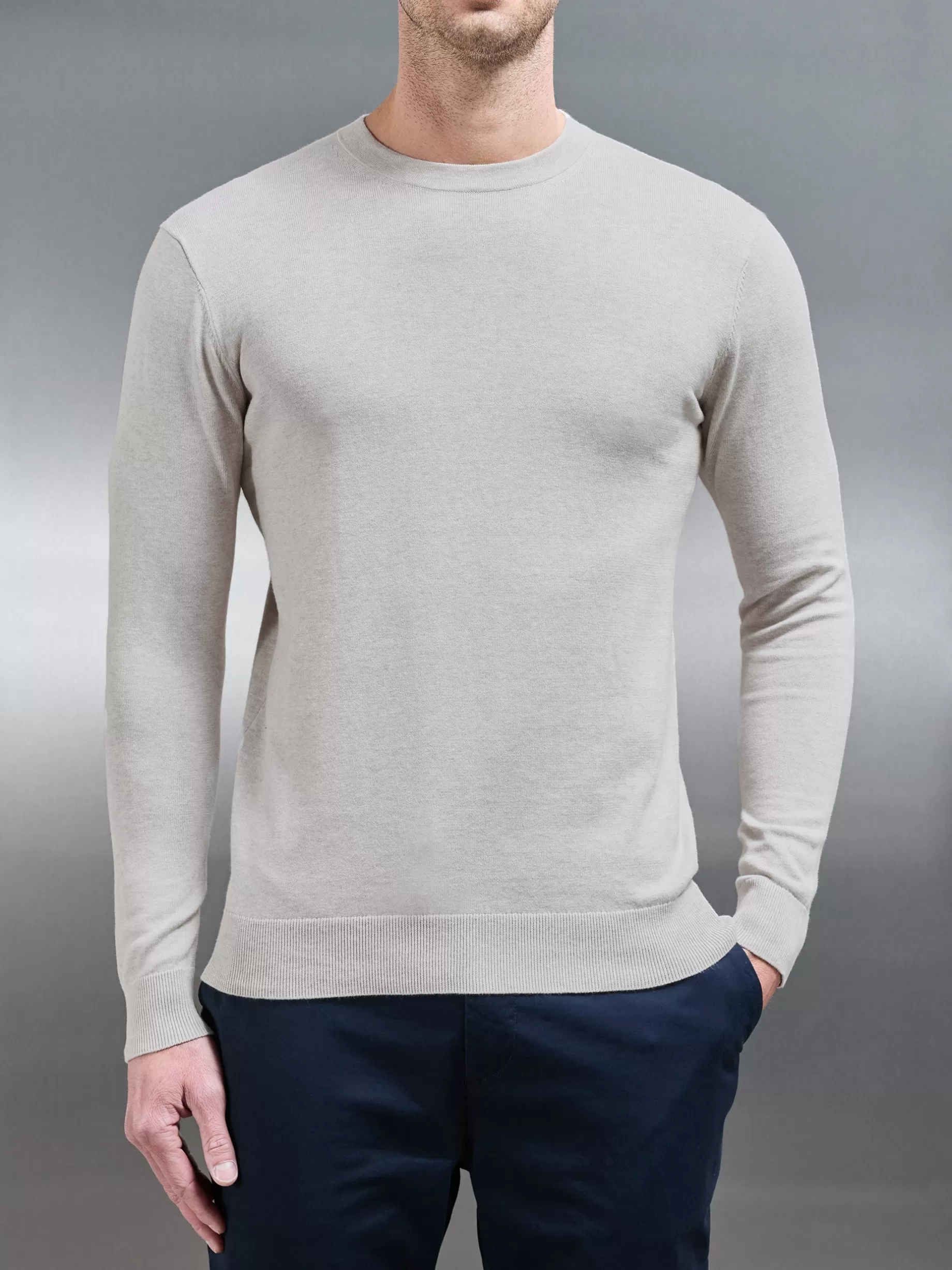 Discount ARNE Cotton Knitted Crew Neck Sweatshirt - Oatmeal