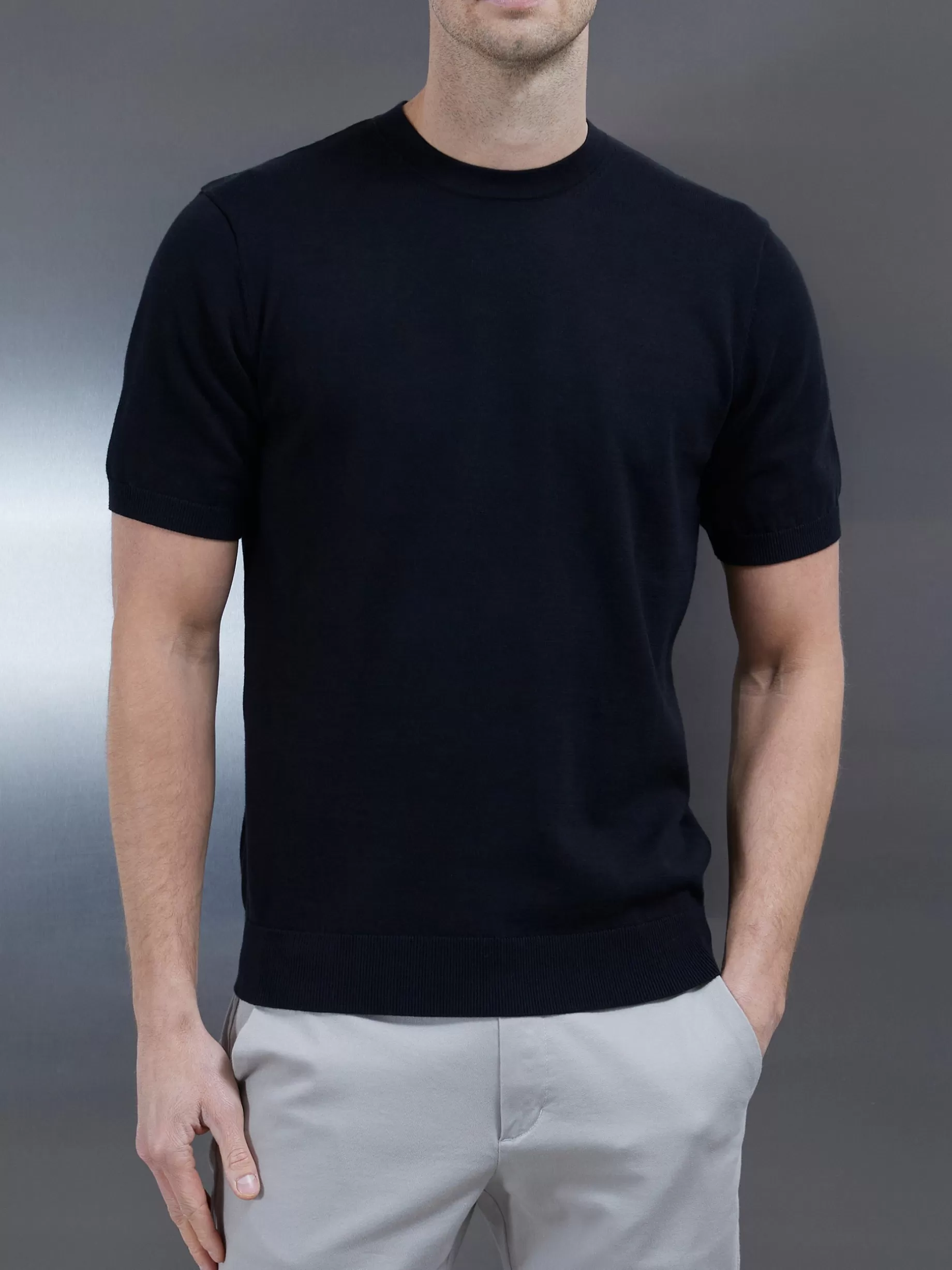 Cheap ARNE Cotton Knitted T-Shirt - Black