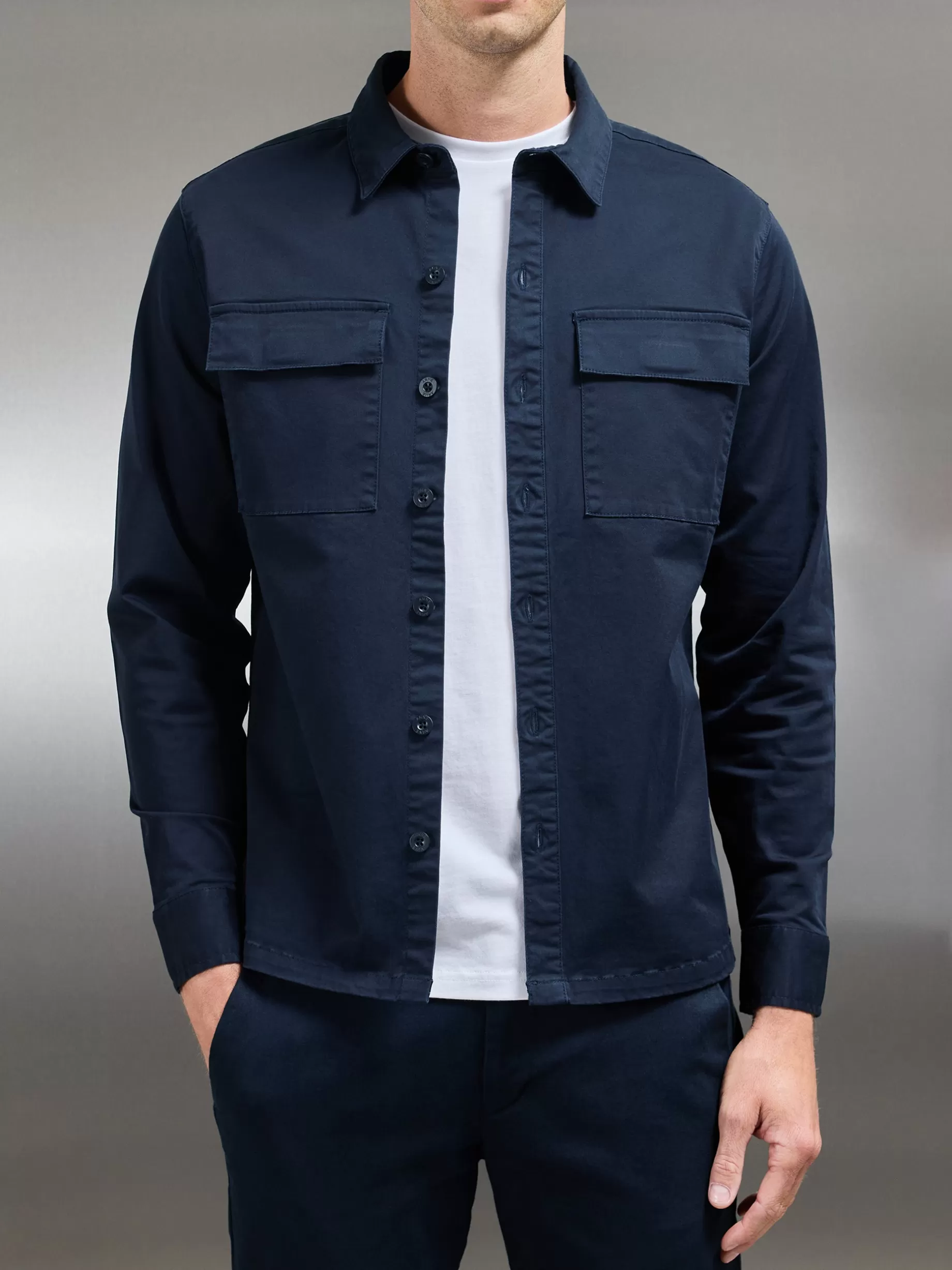 Best ARNE Cotton Pocket Overshirt - Navy