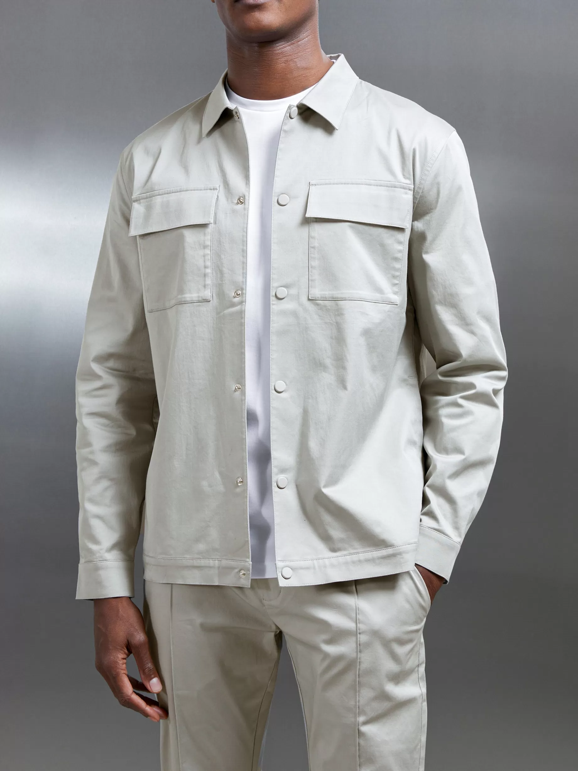 Cheap ARNE Essential Overshirt - Stone