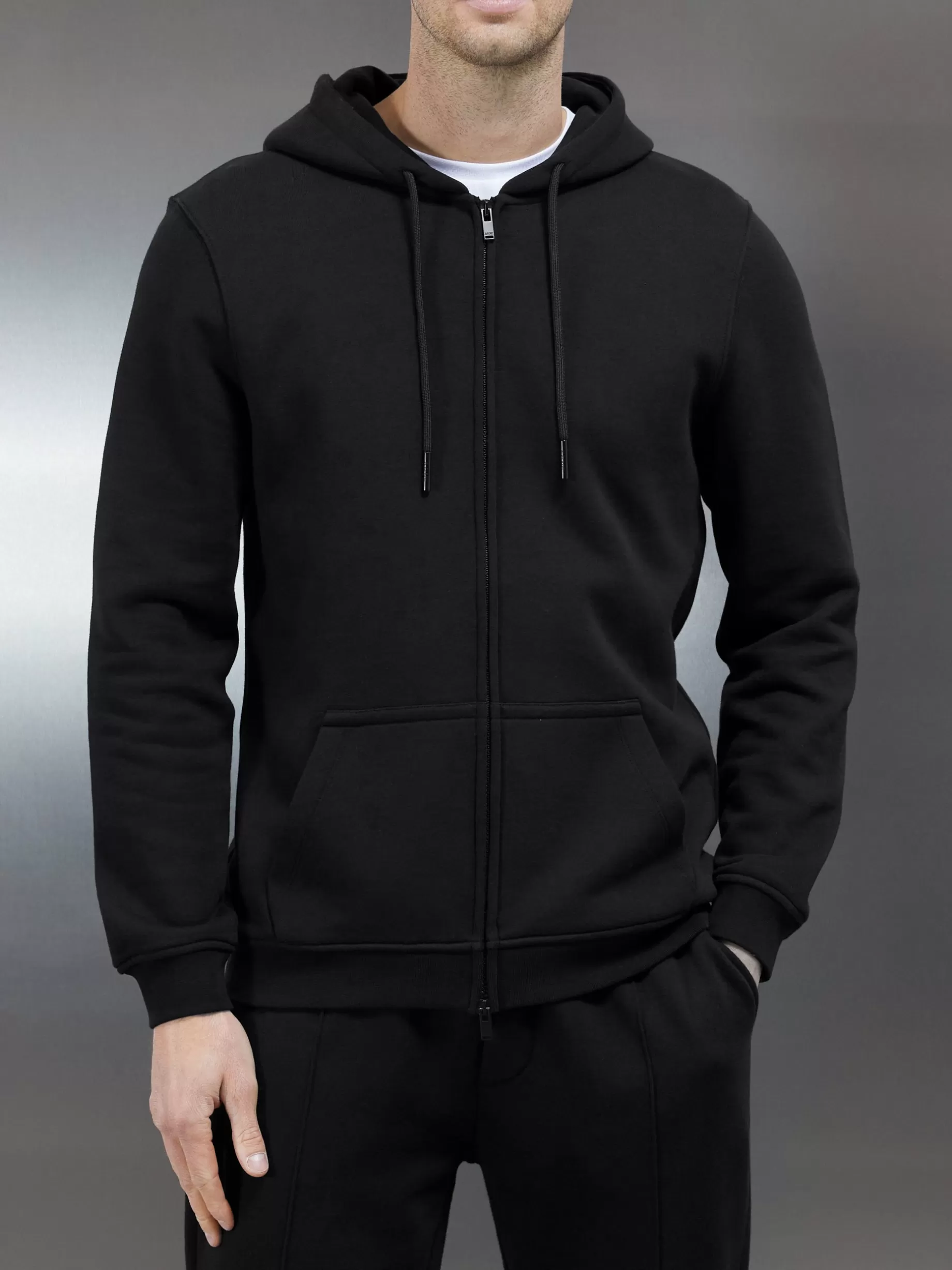 Sale ARNE Essential Zip Through Hoodie - Black