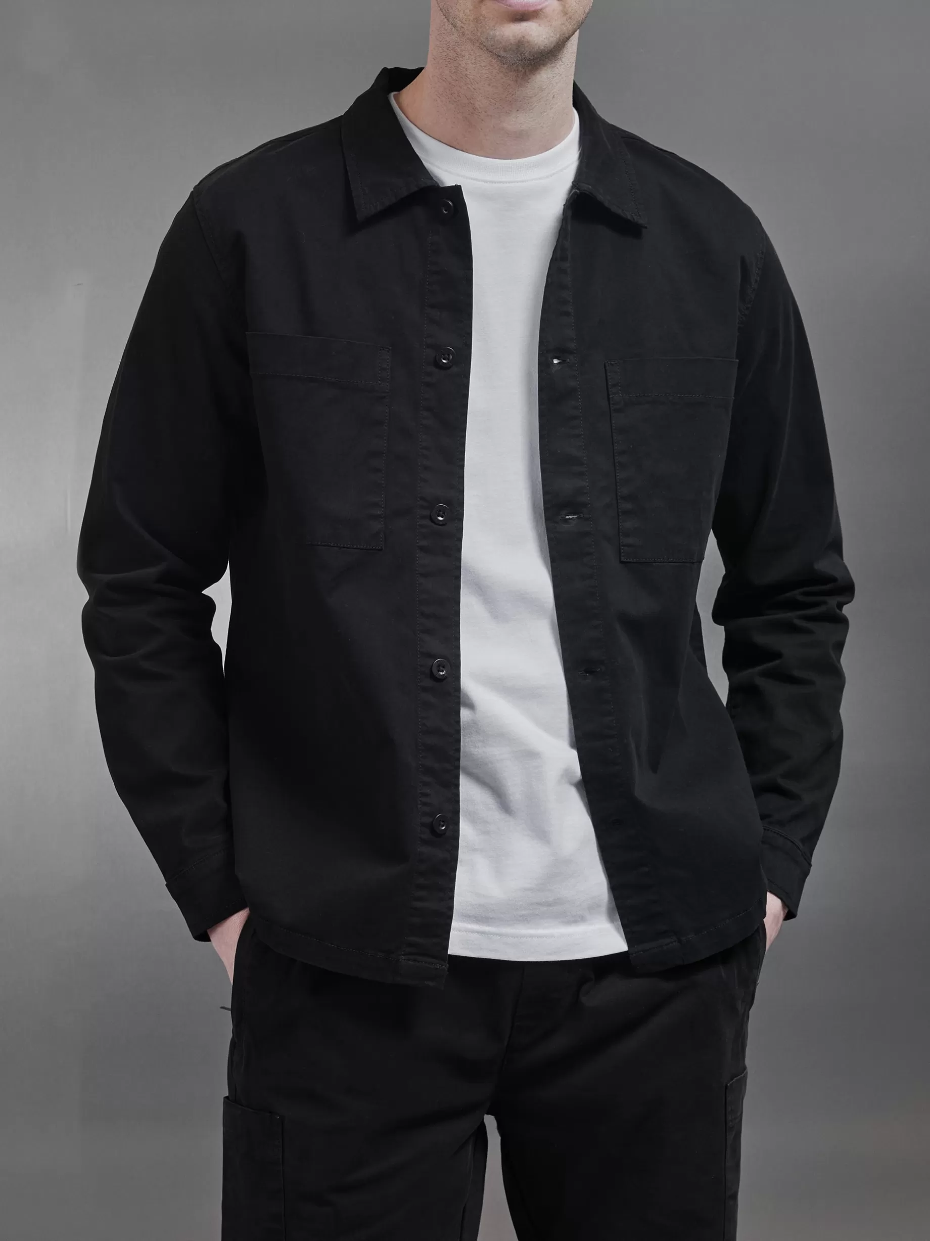 Fashion ARNE Garment Dye Overshirt - Black