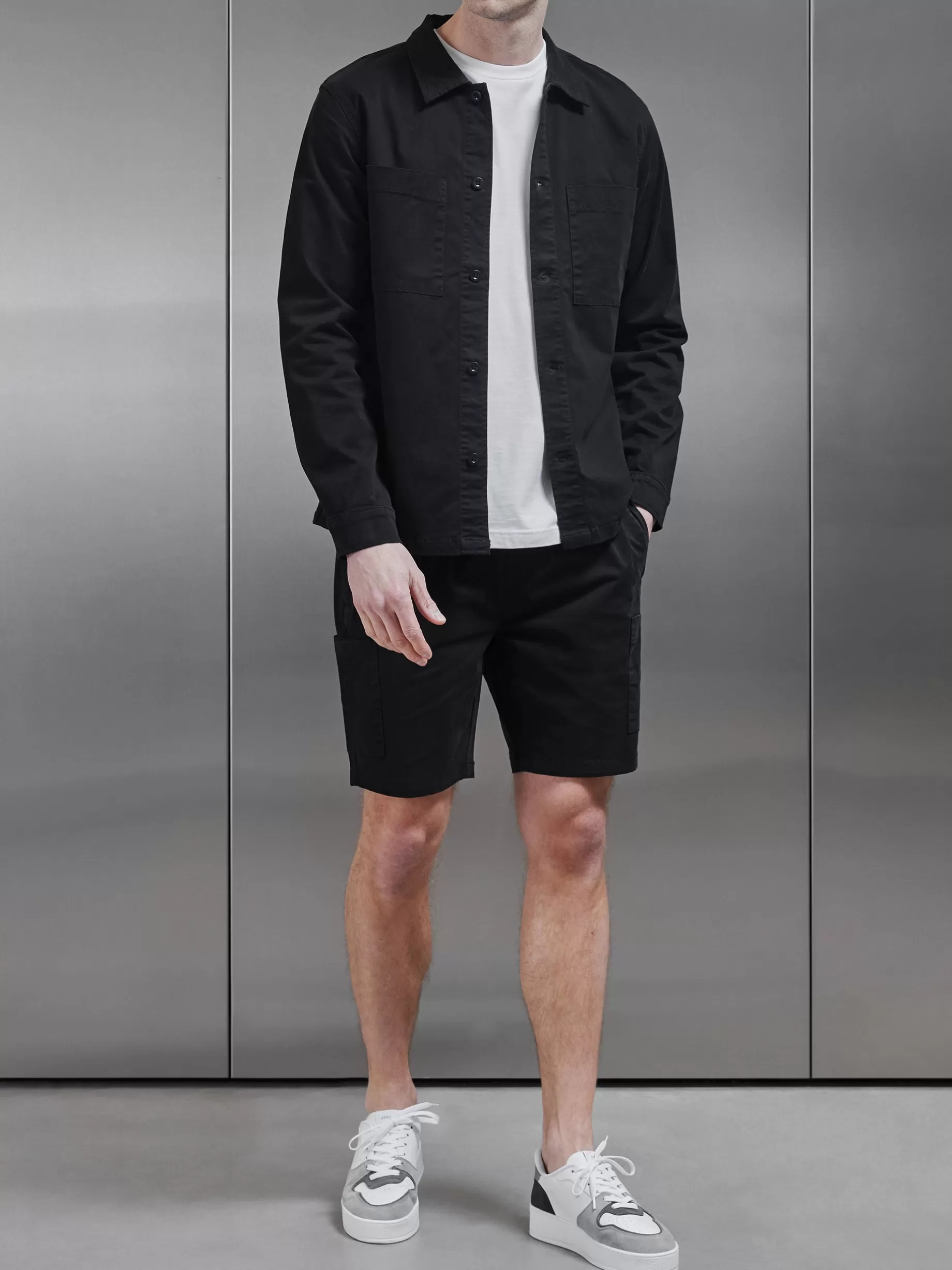 Fashion ARNE Garment Dye Overshirt - Black