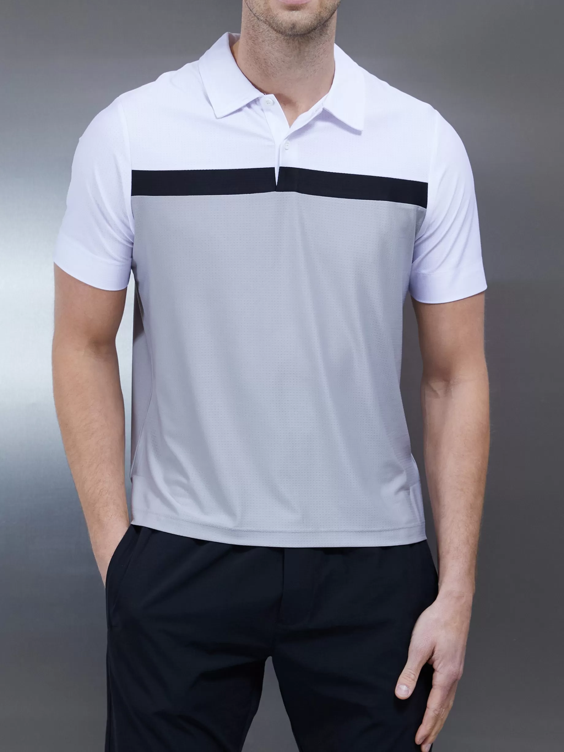 Store ARNE Golf Colour Block Polo Shirt - White