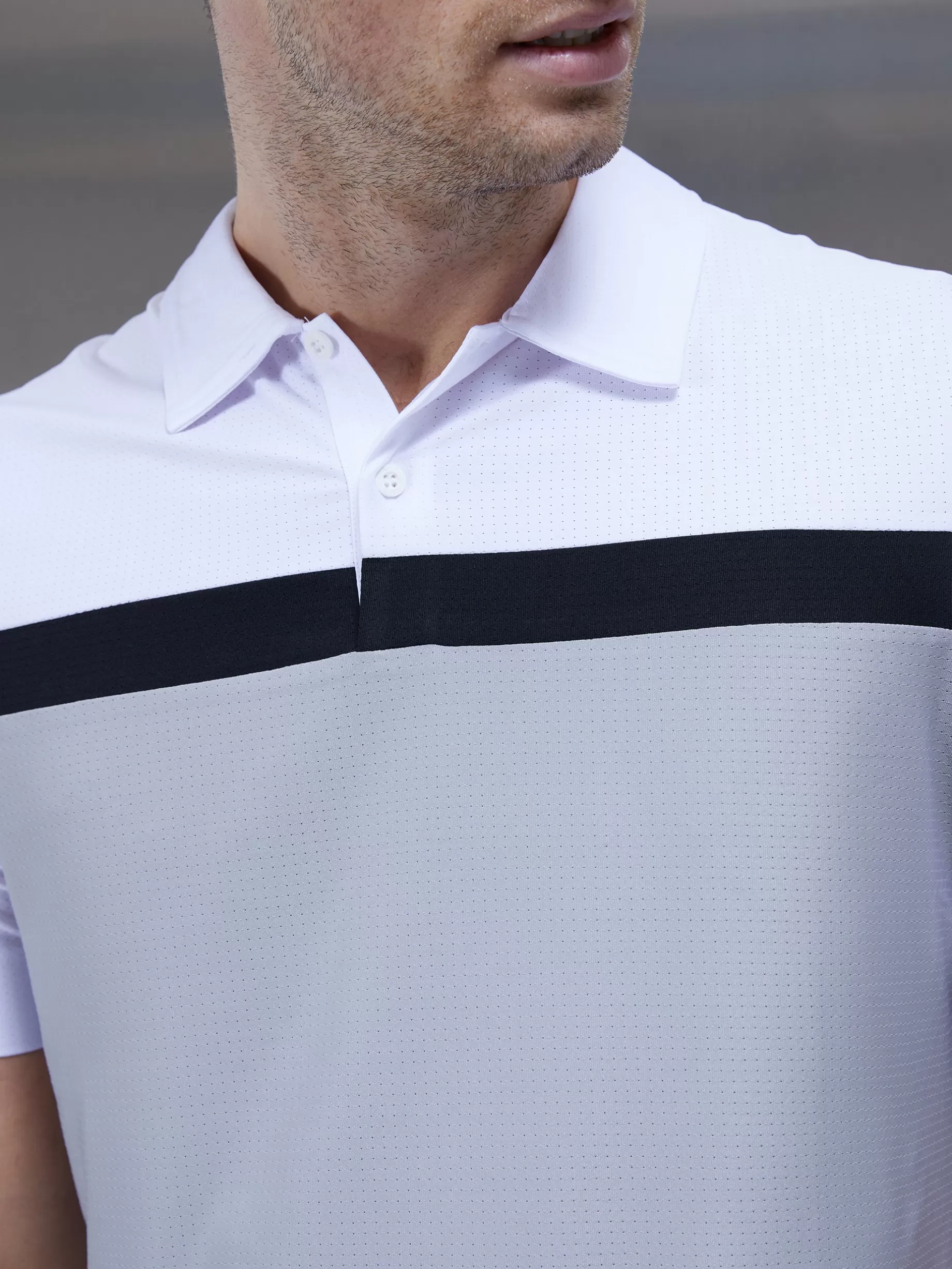 Store ARNE Golf Colour Block Polo Shirt - White