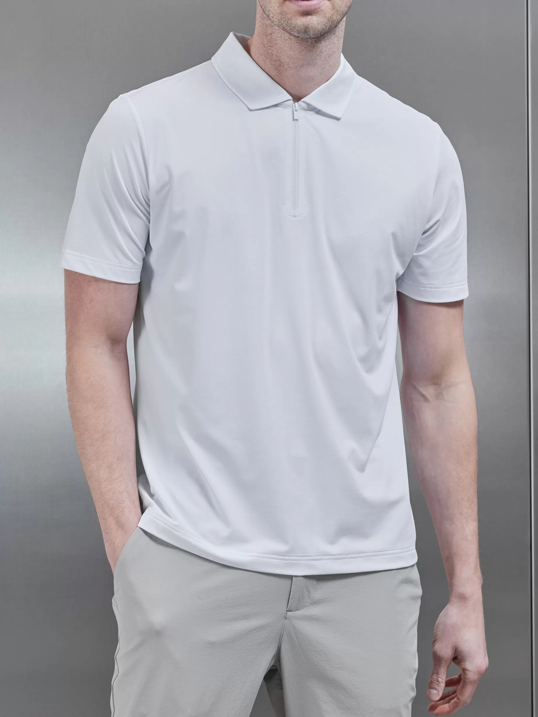 Best ARNE Golf Technical Zip Polo Shirt - White