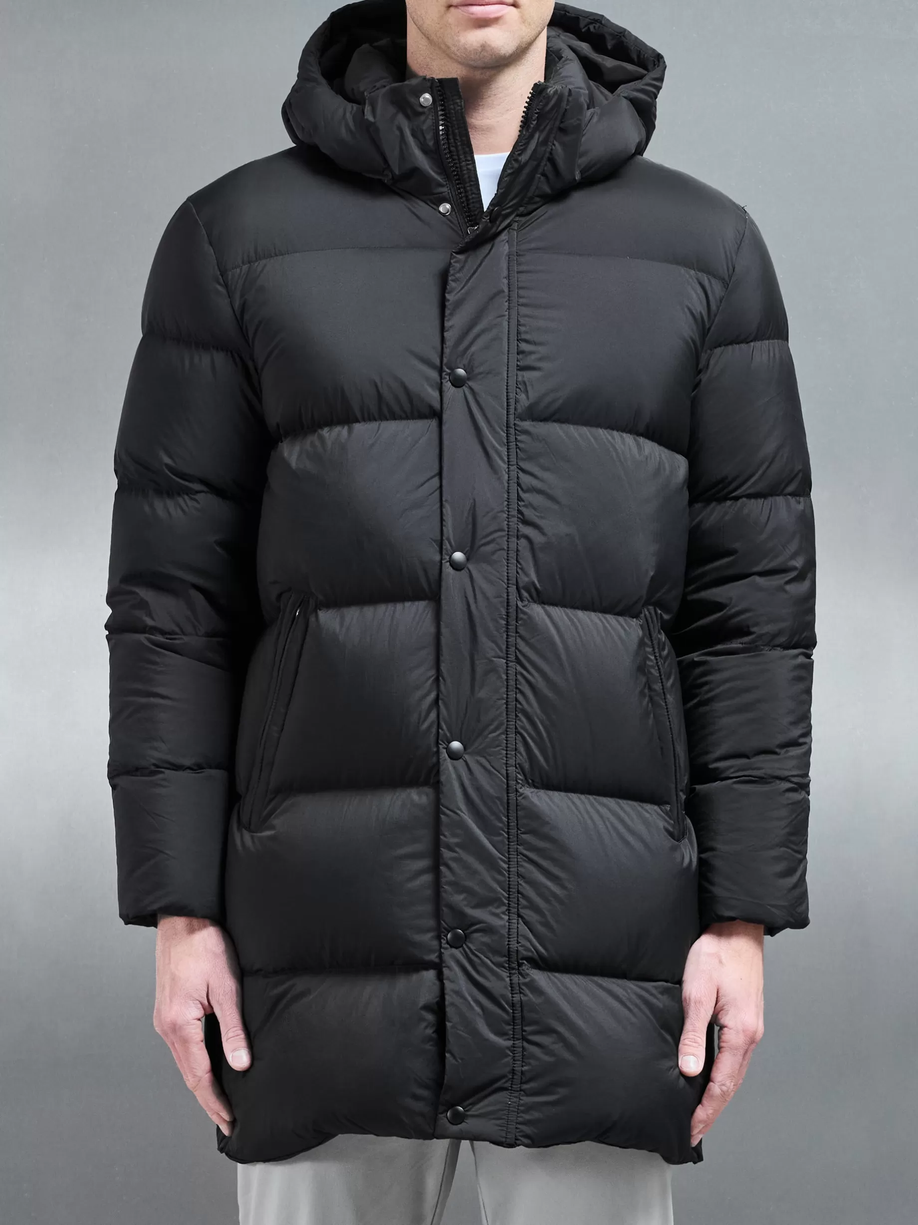 Online ARNE Goose Down Mid Length Jacket - Black