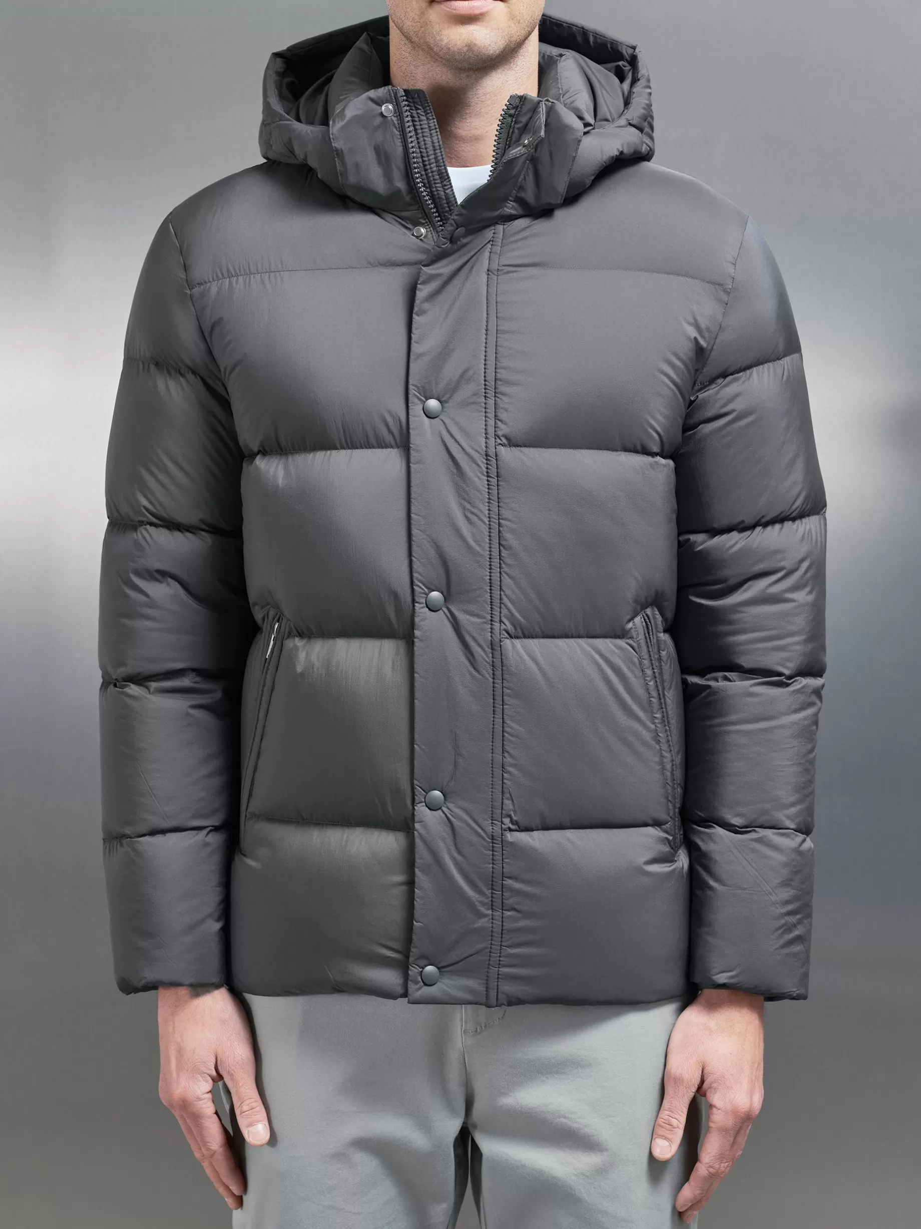 New ARNE Goose Down Short Length Jacket - Grey