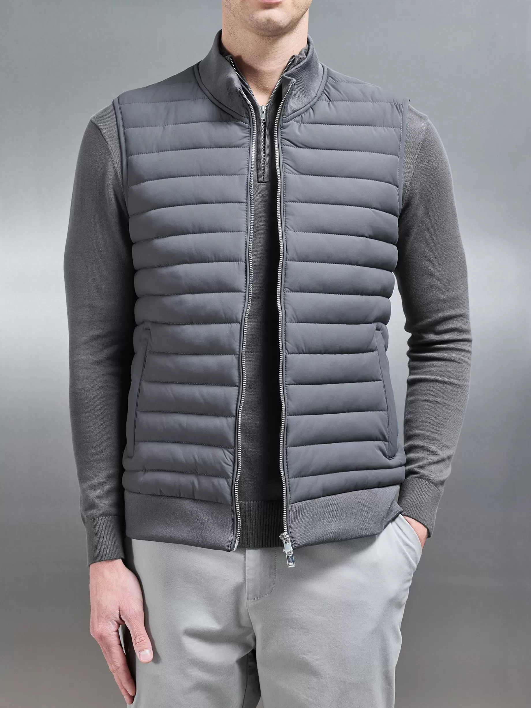 Best Sale ARNE Hybrid Quilted Gilet - Grey