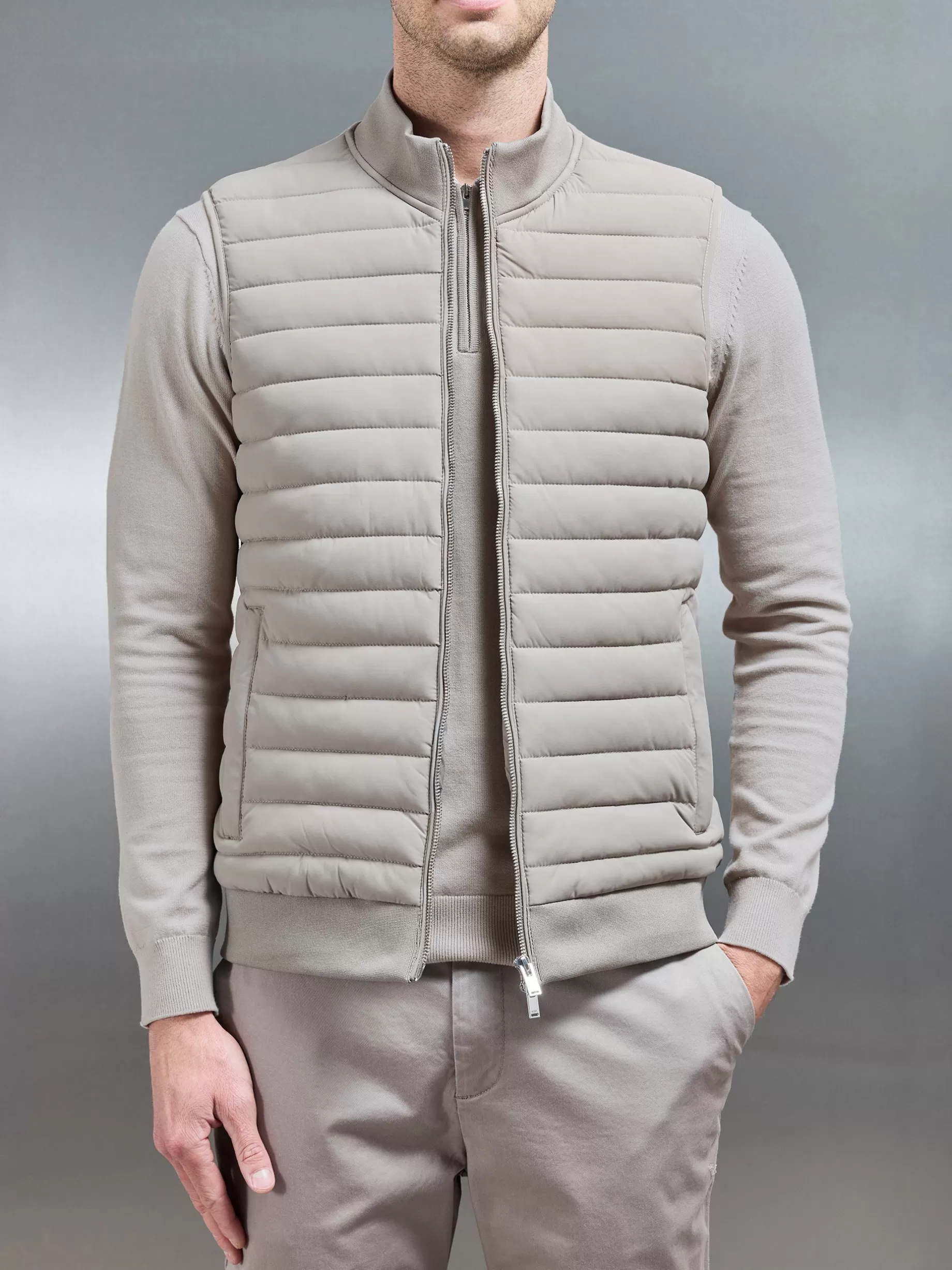 Sale ARNE Hybrid Quilted Gilet - Taupe