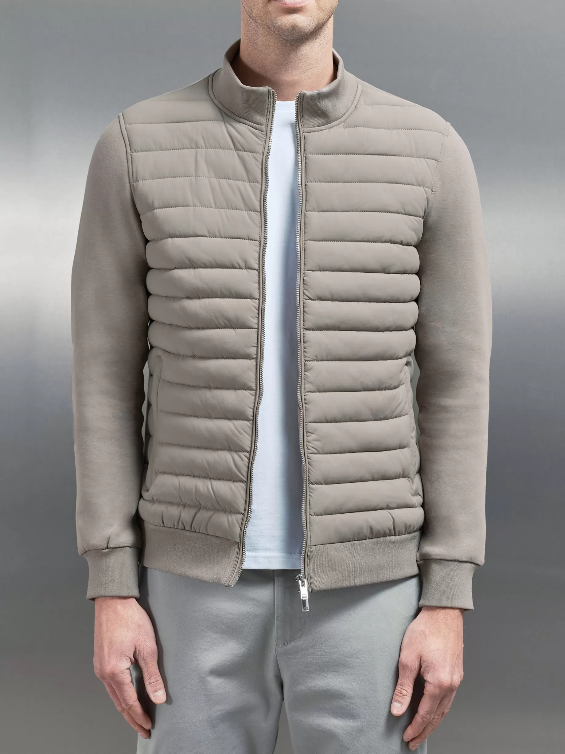 Best ARNE Hybrid Quilted Jacket - Taupe