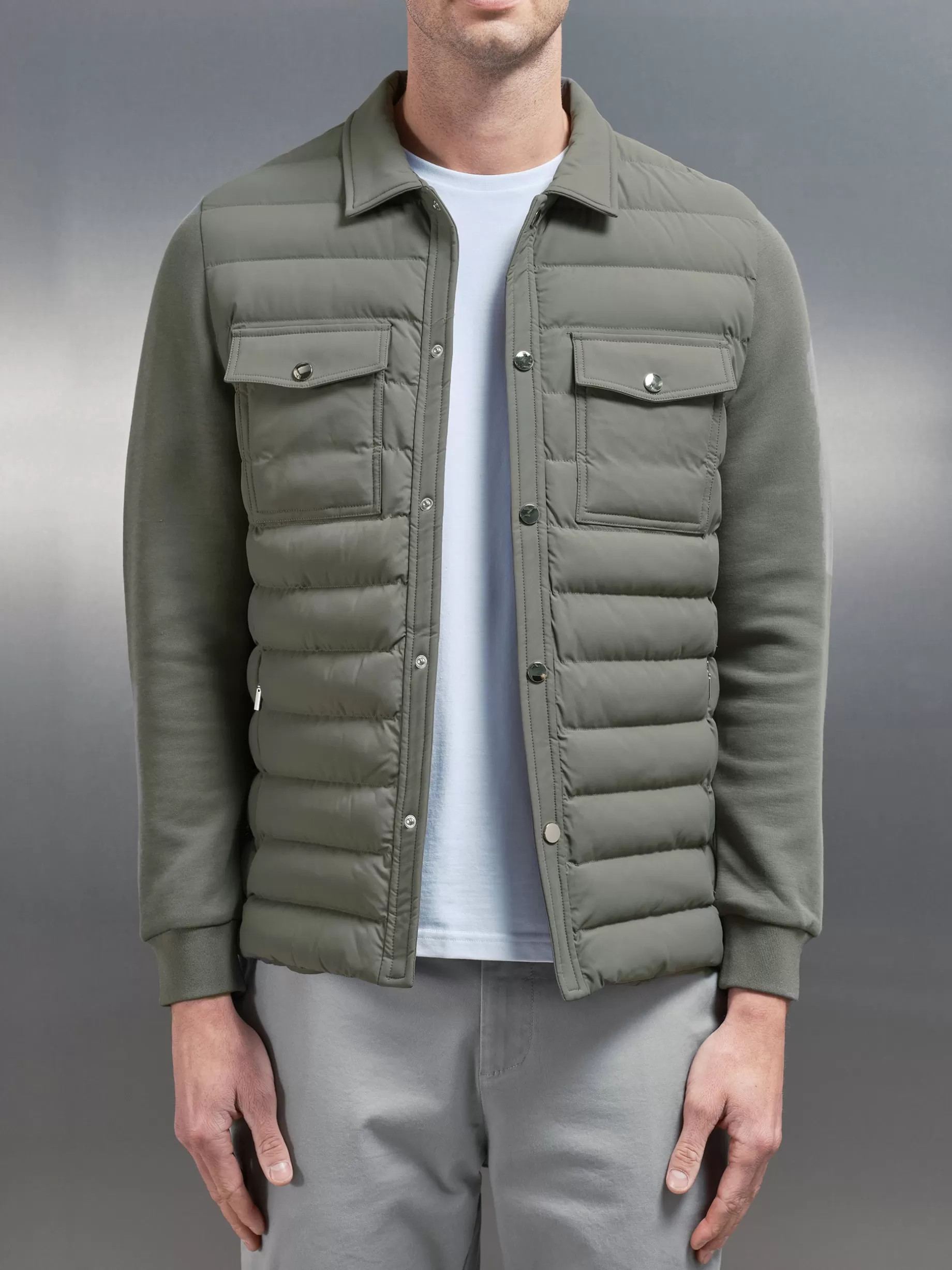 Best ARNE Hybrid Quilted Overshirt - Green Sage