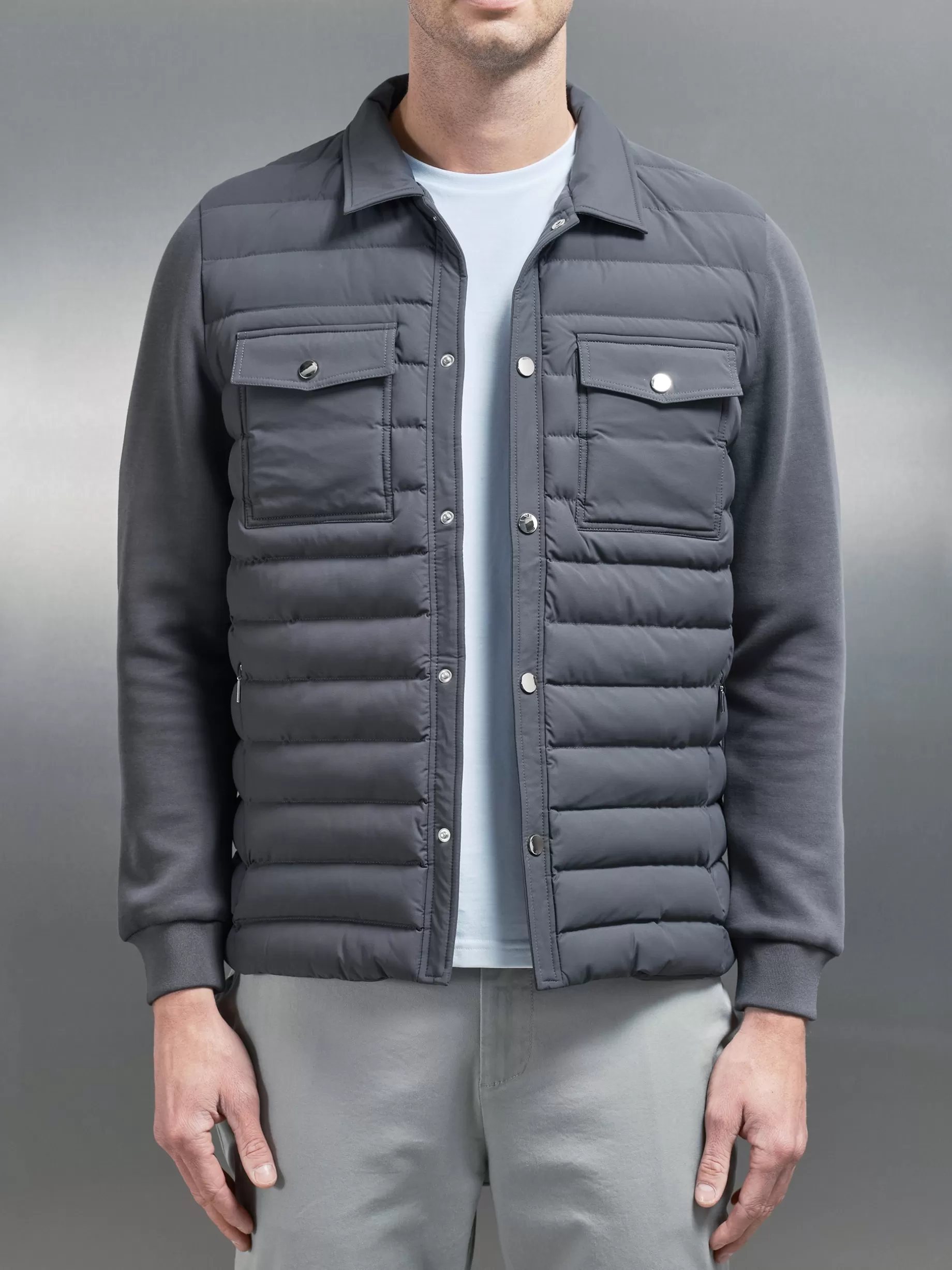 Best ARNE Hybrid Quilted Overshirt - Grey