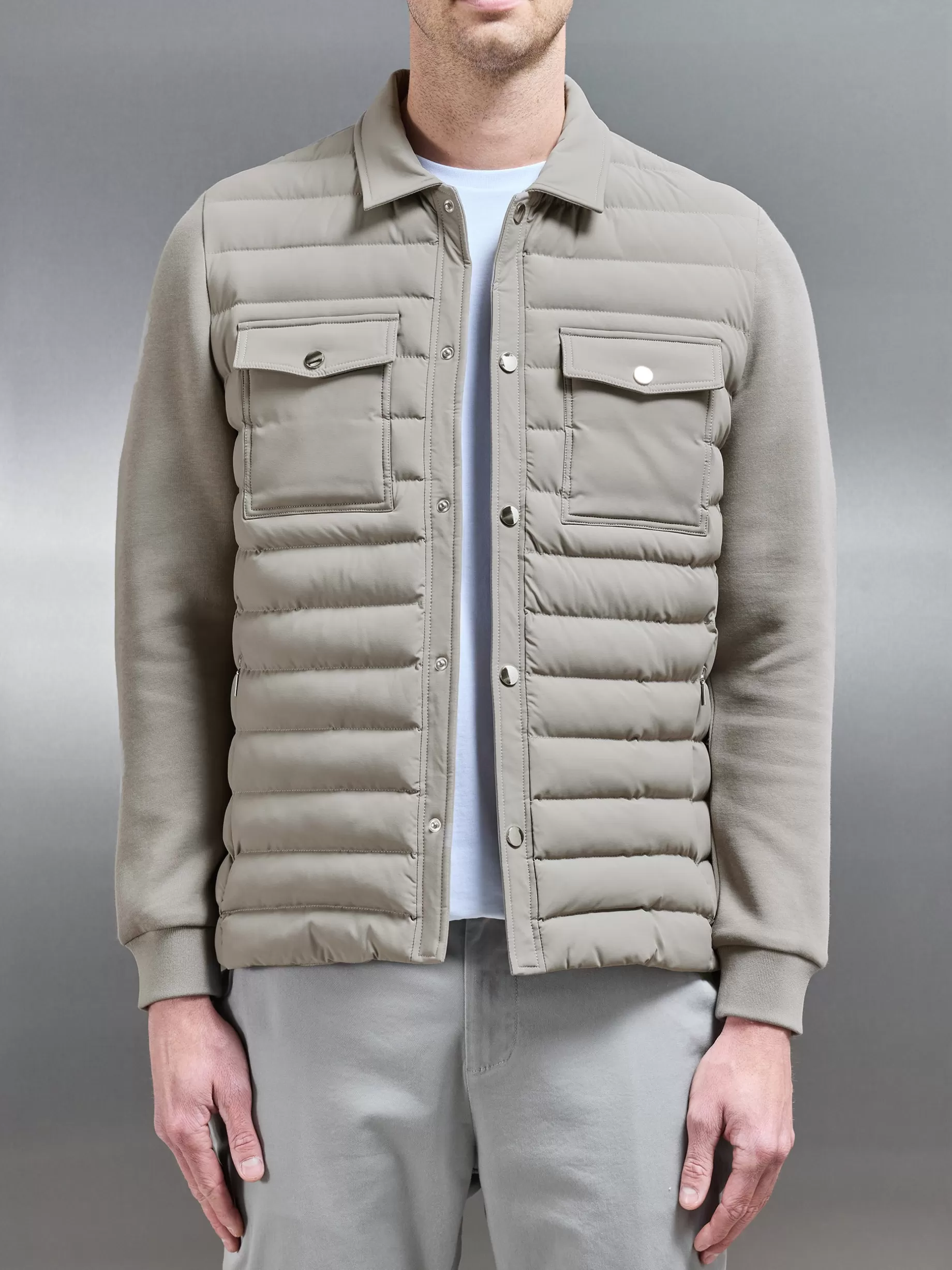 Best ARNE Hybrid Quilted Overshirt - Taupe