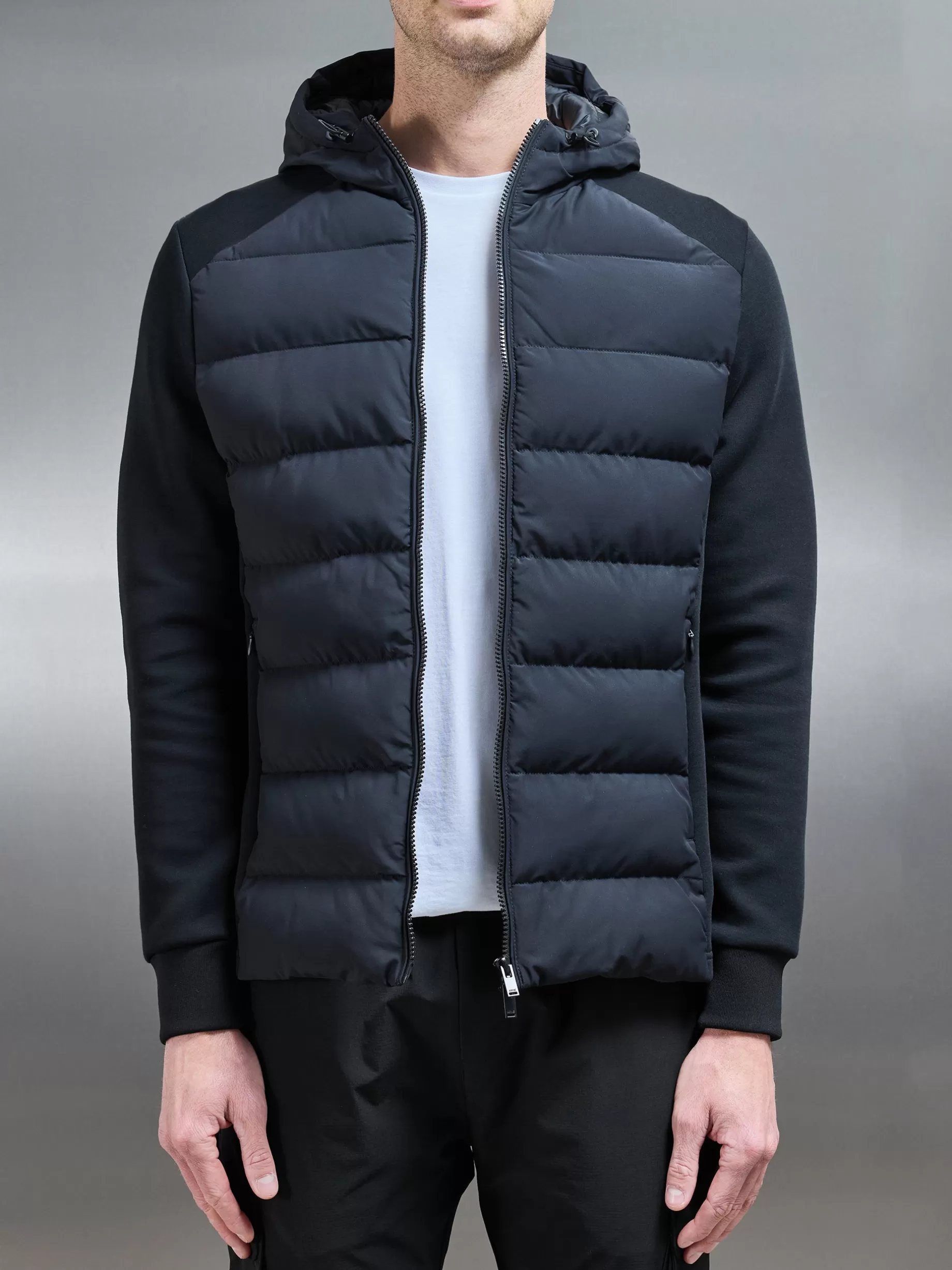 Shop ARNE Hybrid Technical Puffer Windbreaker - Black