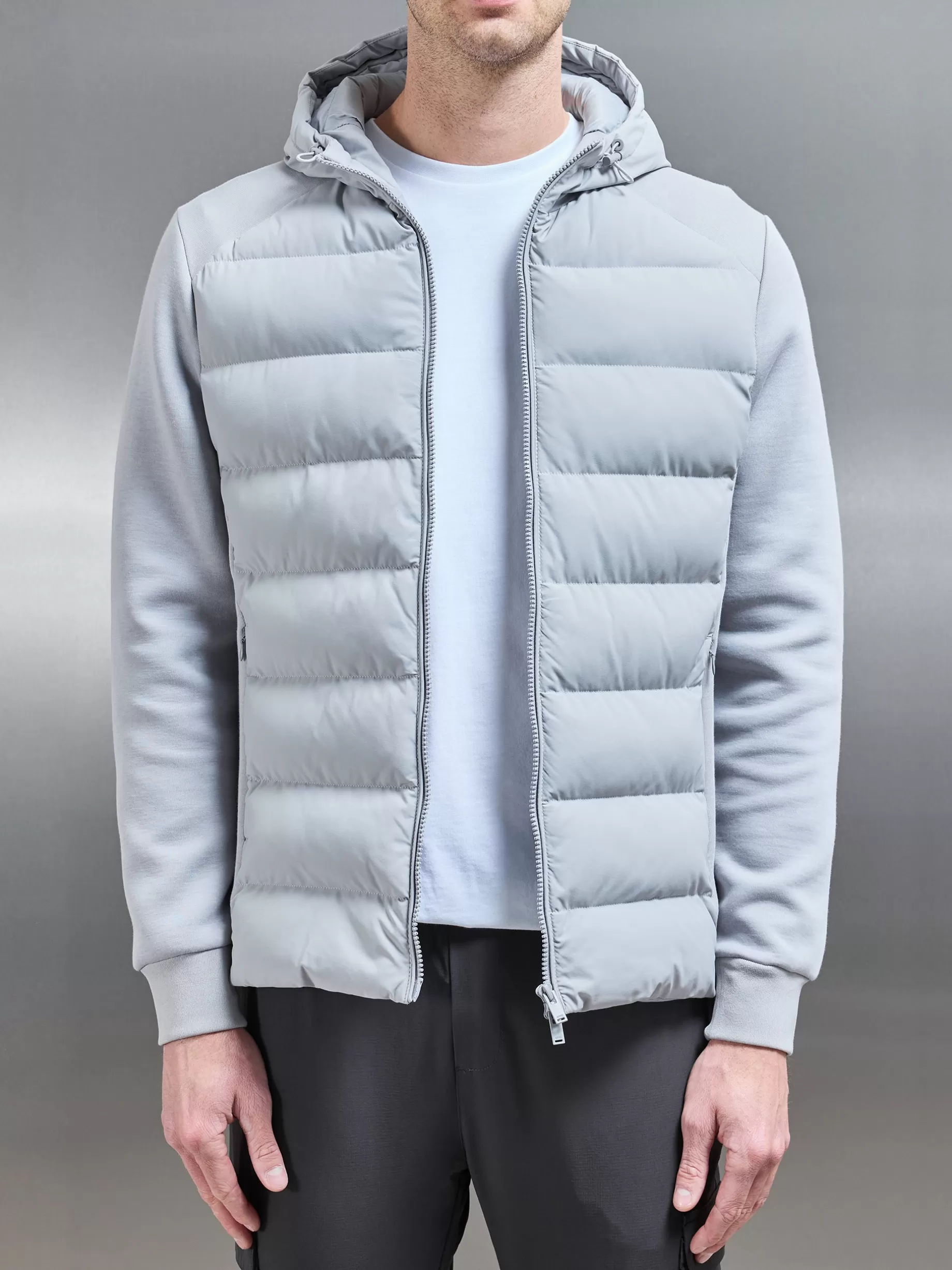 Fashion ARNE Hybrid Technical Puffer Windbreaker - Mid Grey MidGrey