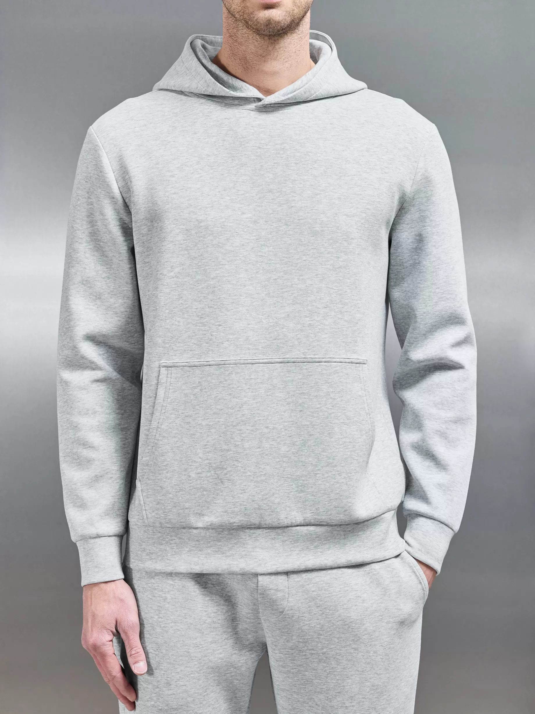 New ARNE Interlock Jersey Essential Hoodie - Marl Grey MarlGrey