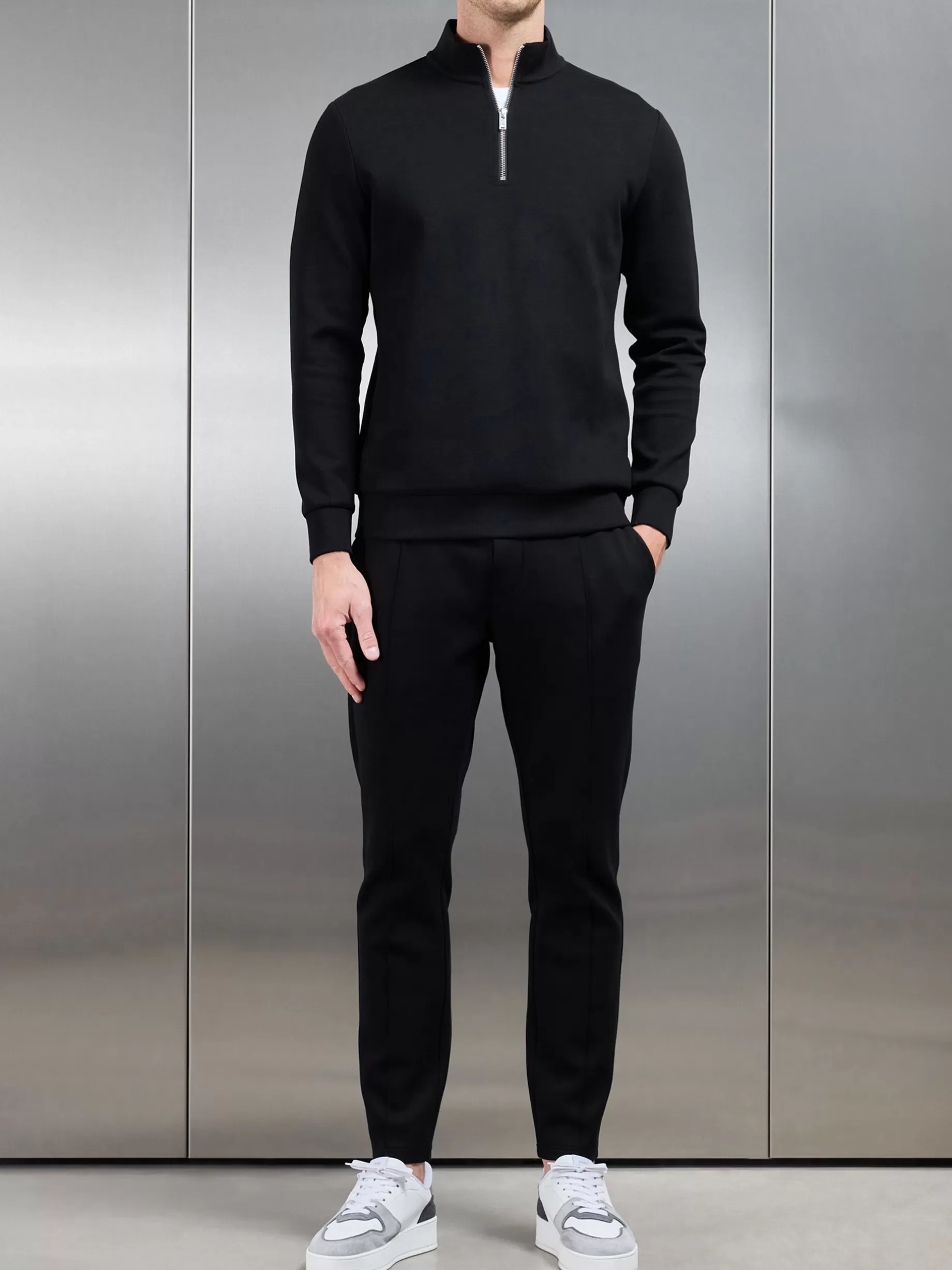 Online ARNE Interlock Jersey Half Zip - Black