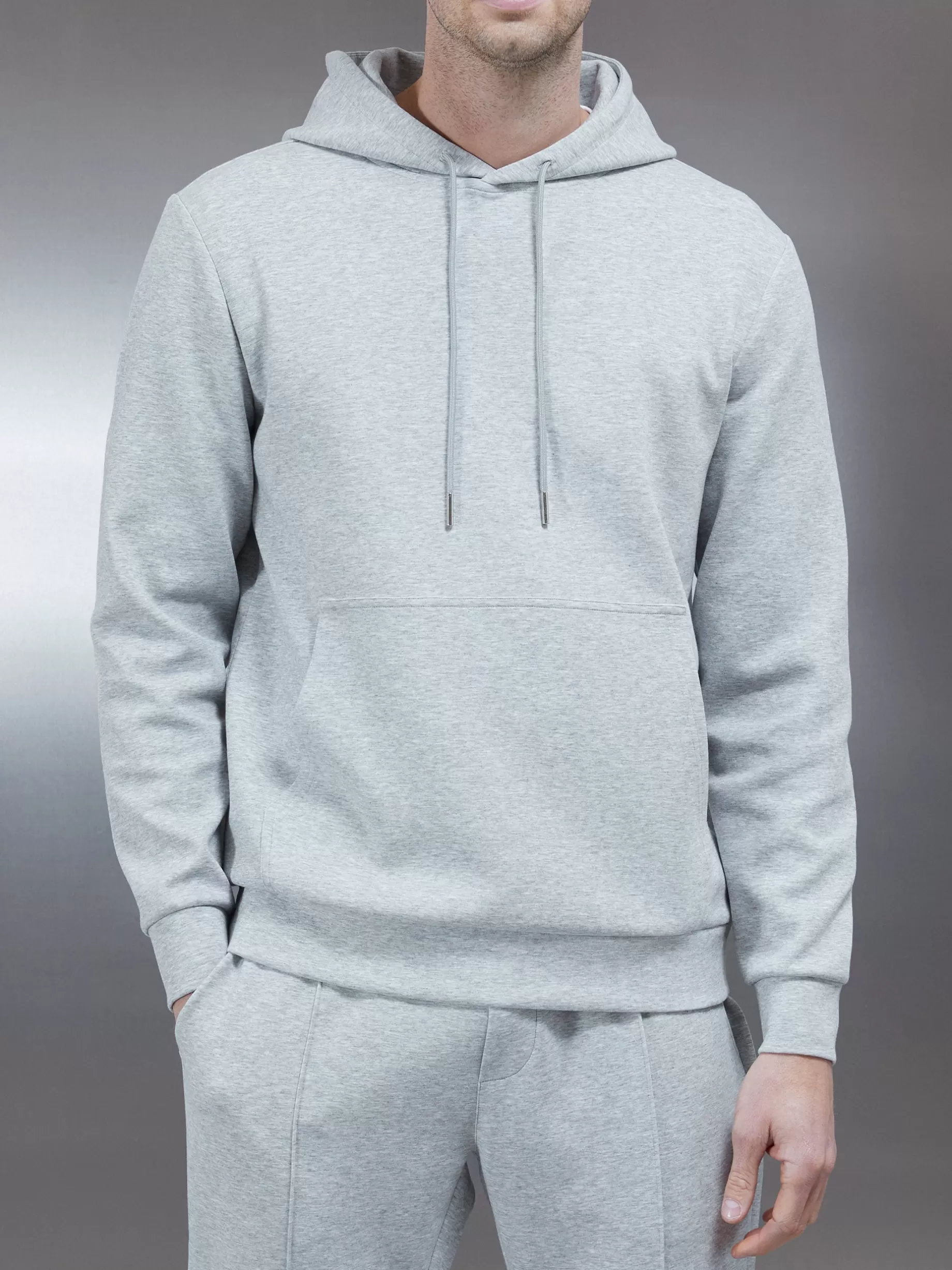 Store ARNE Interlock Jersey Hoodie - Marl Grey MarlGrey