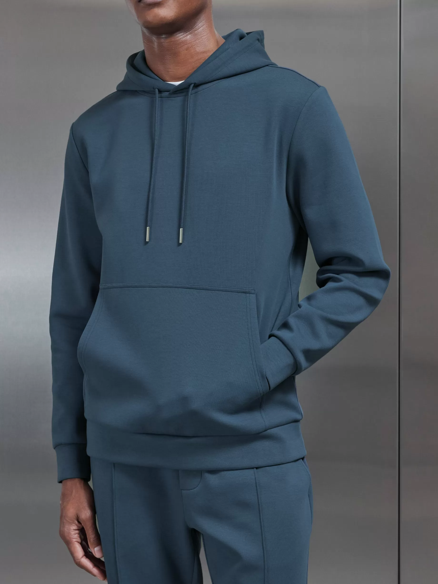 Cheap ARNE Interlock Jersey Hoodie - Steel Blue SteelBlue