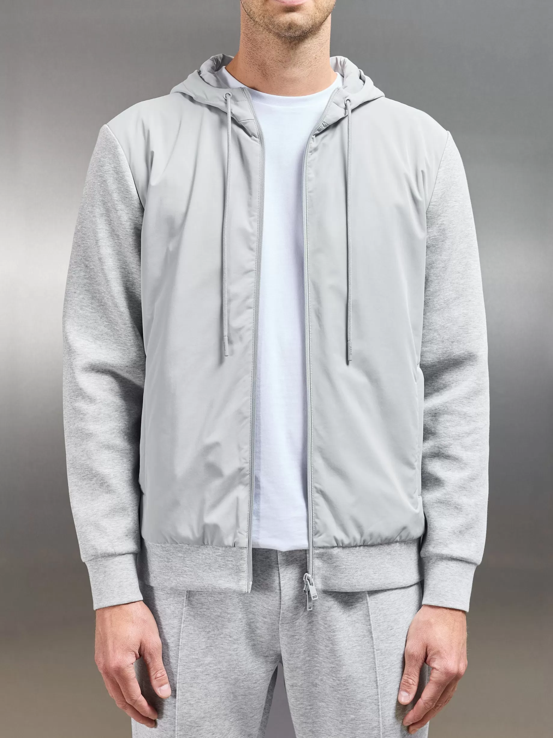 Sale ARNE Interlock Jersey Hybrid Windbreaker - Marl Grey MarlGrey