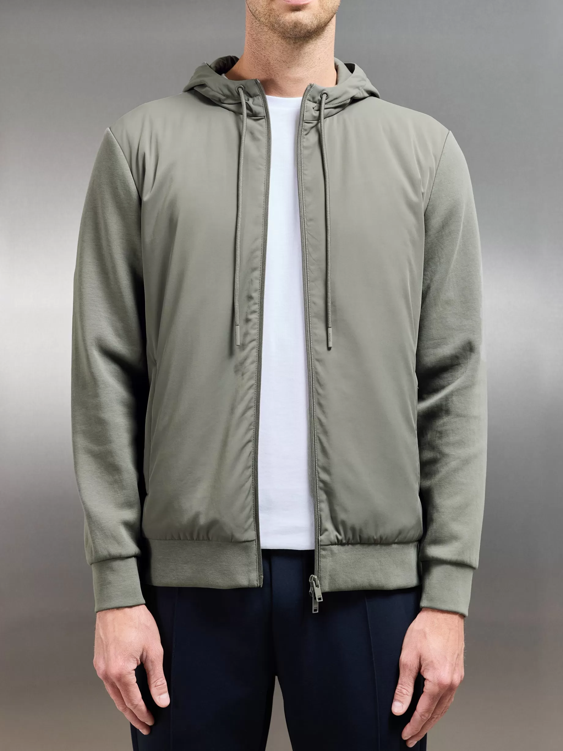 Sale ARNE Interlock Jersey Hybrid Windbreaker - Sage