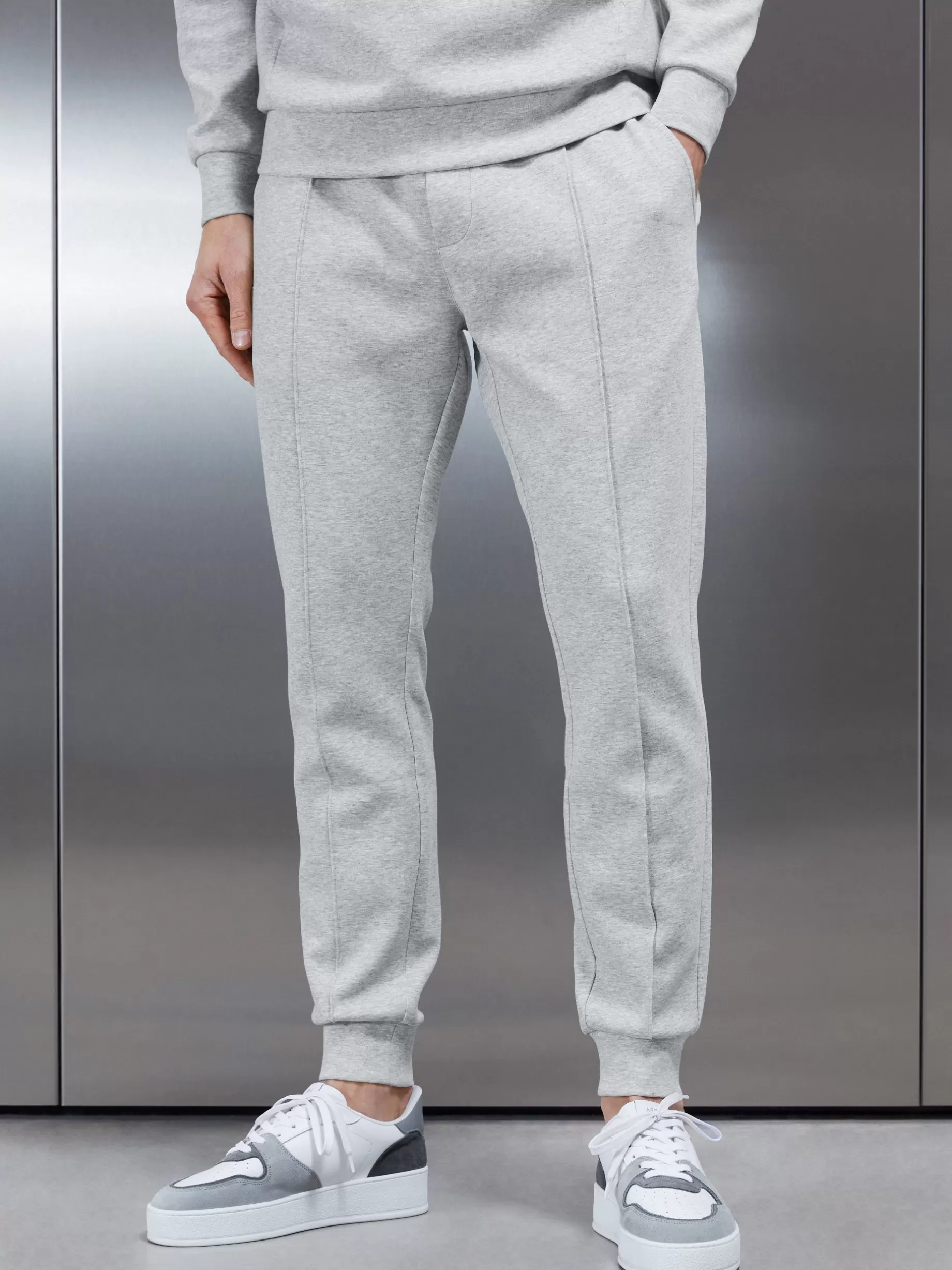 Shop ARNE Interlock Jersey Jogger - Marl Grey MarlGrey