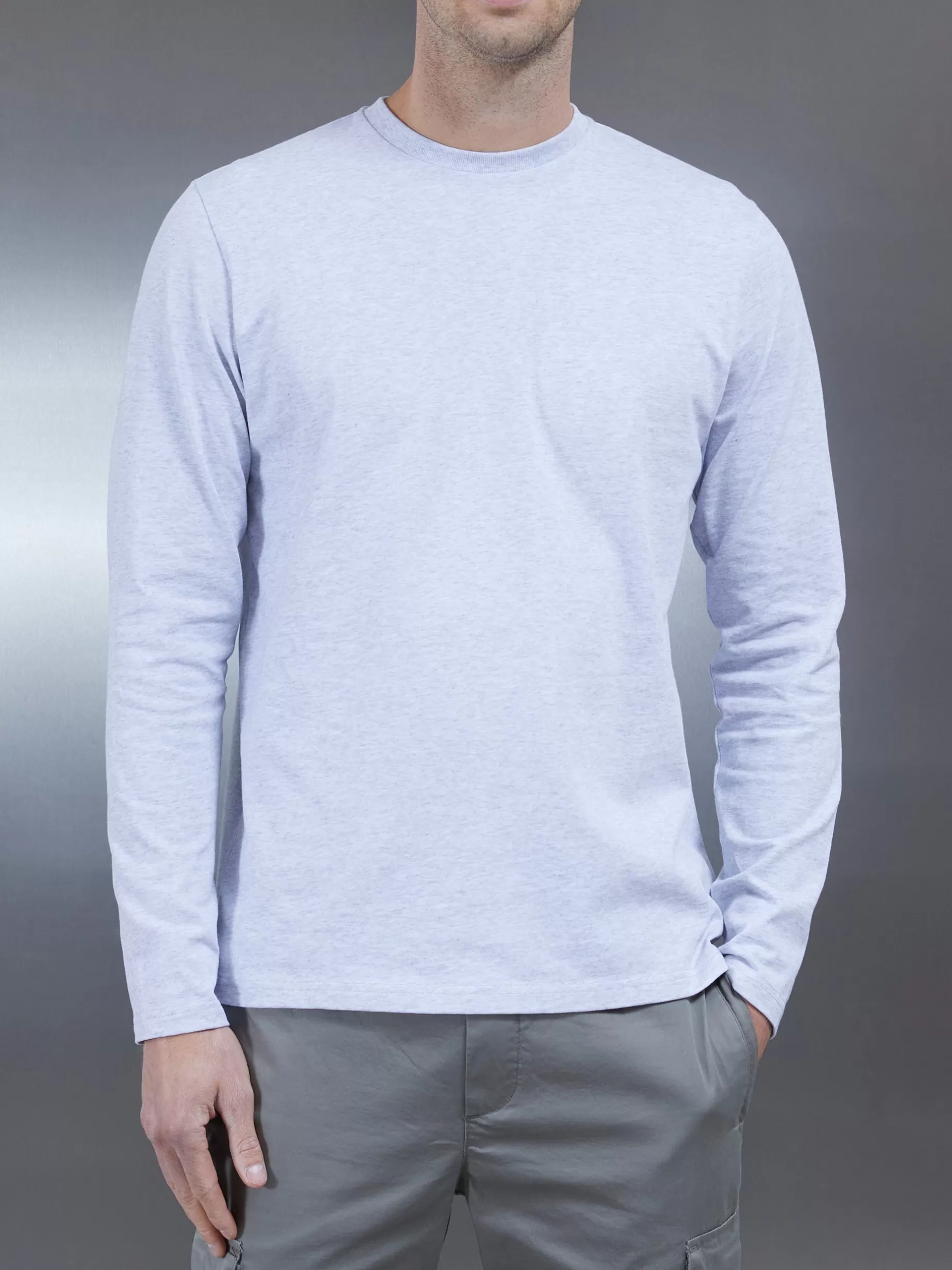 Outlet ARNE Long Sleeve Slim Fit T-Shirt - Marl Grey MarlGrey