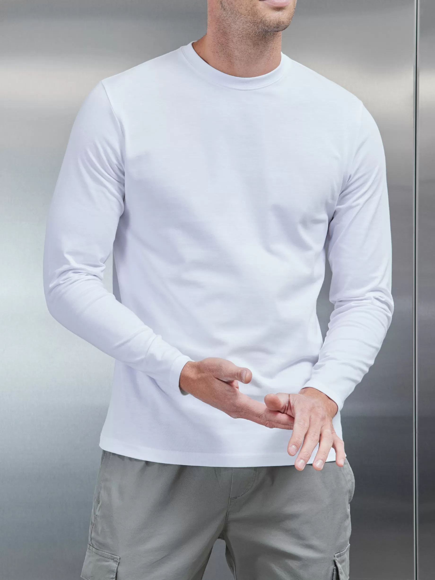 Cheap ARNE Long Sleeve Slim Fit T-Shirt - White