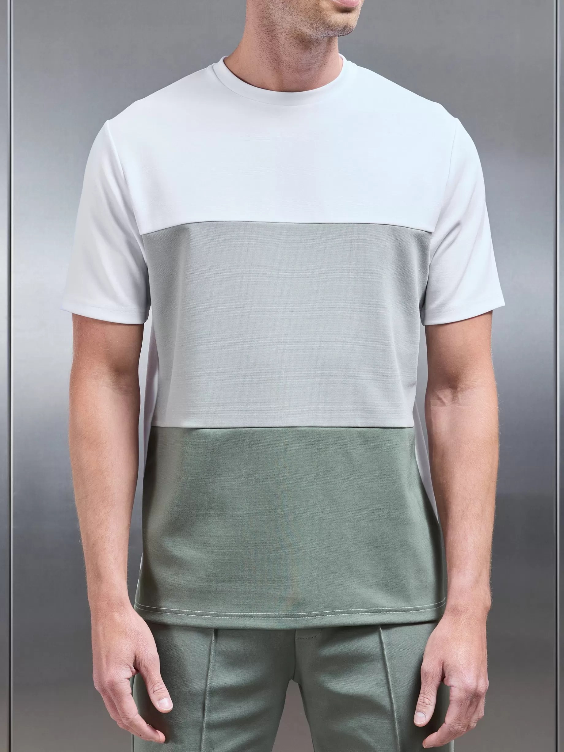 Store ARNE Luxe Colour Block T-Shirt - White