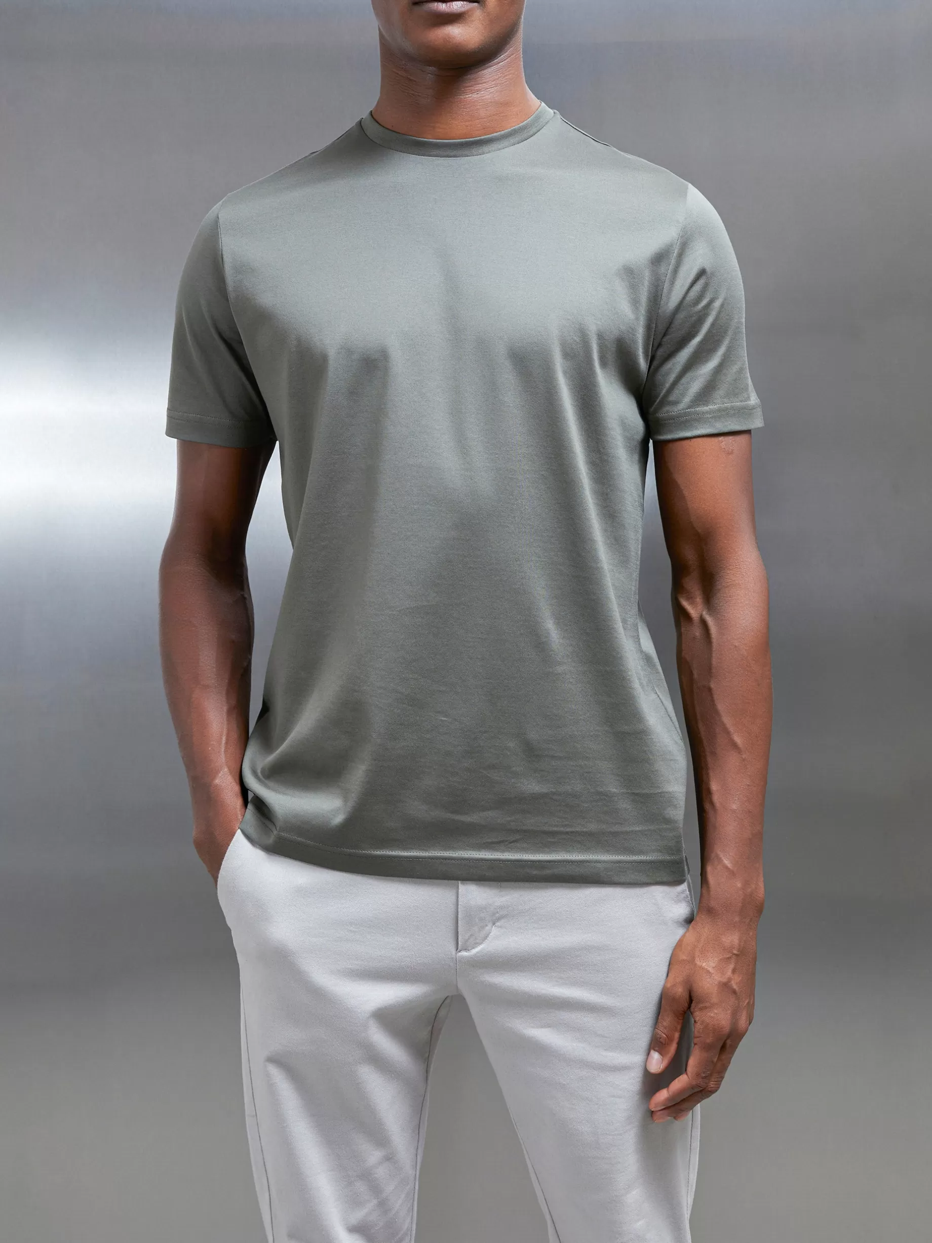 Sale ARNE Mercerised Cotton T-shirt - Sage