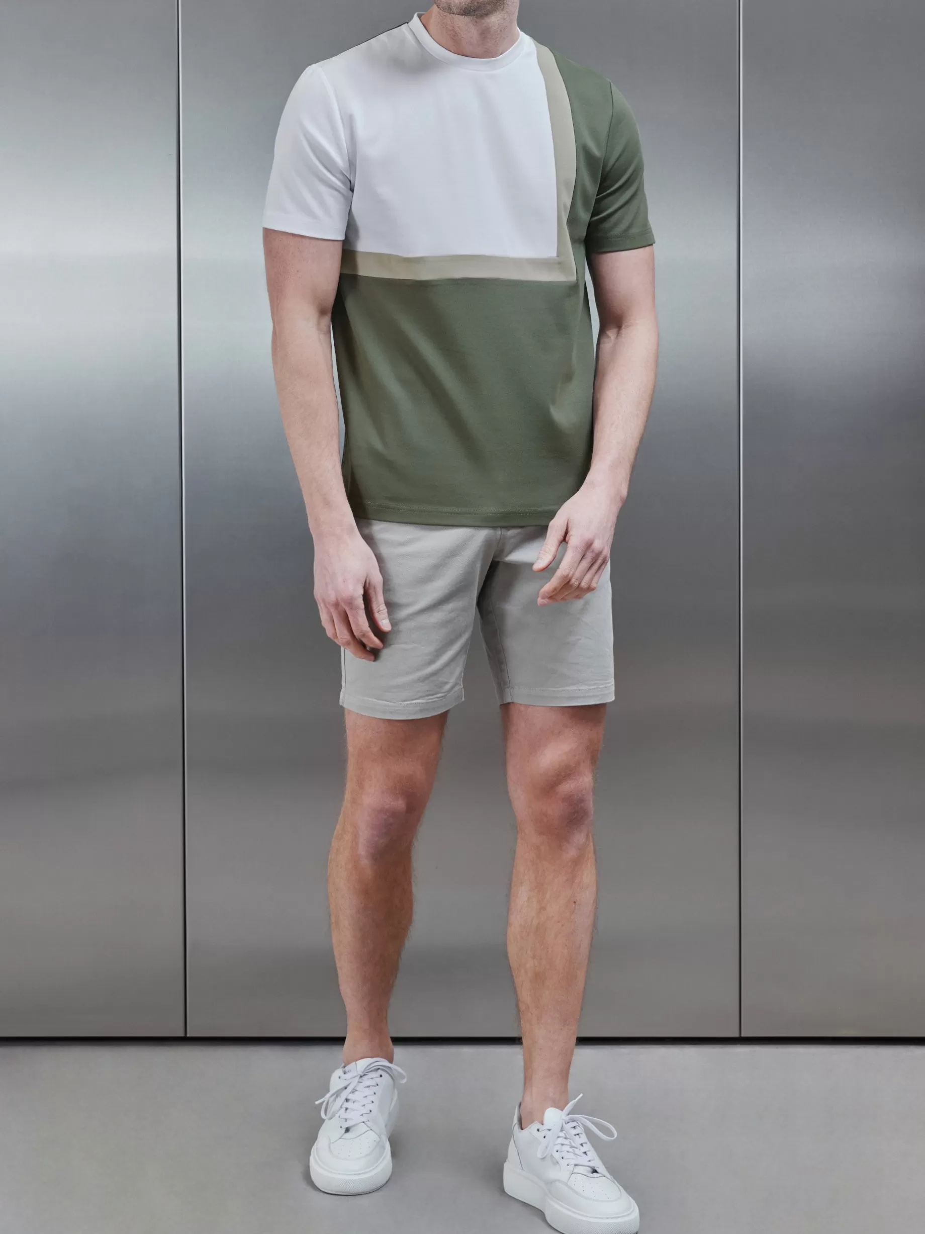 Hot ARNE Mercerised Interlock Colour Block T-Shirt - Sage