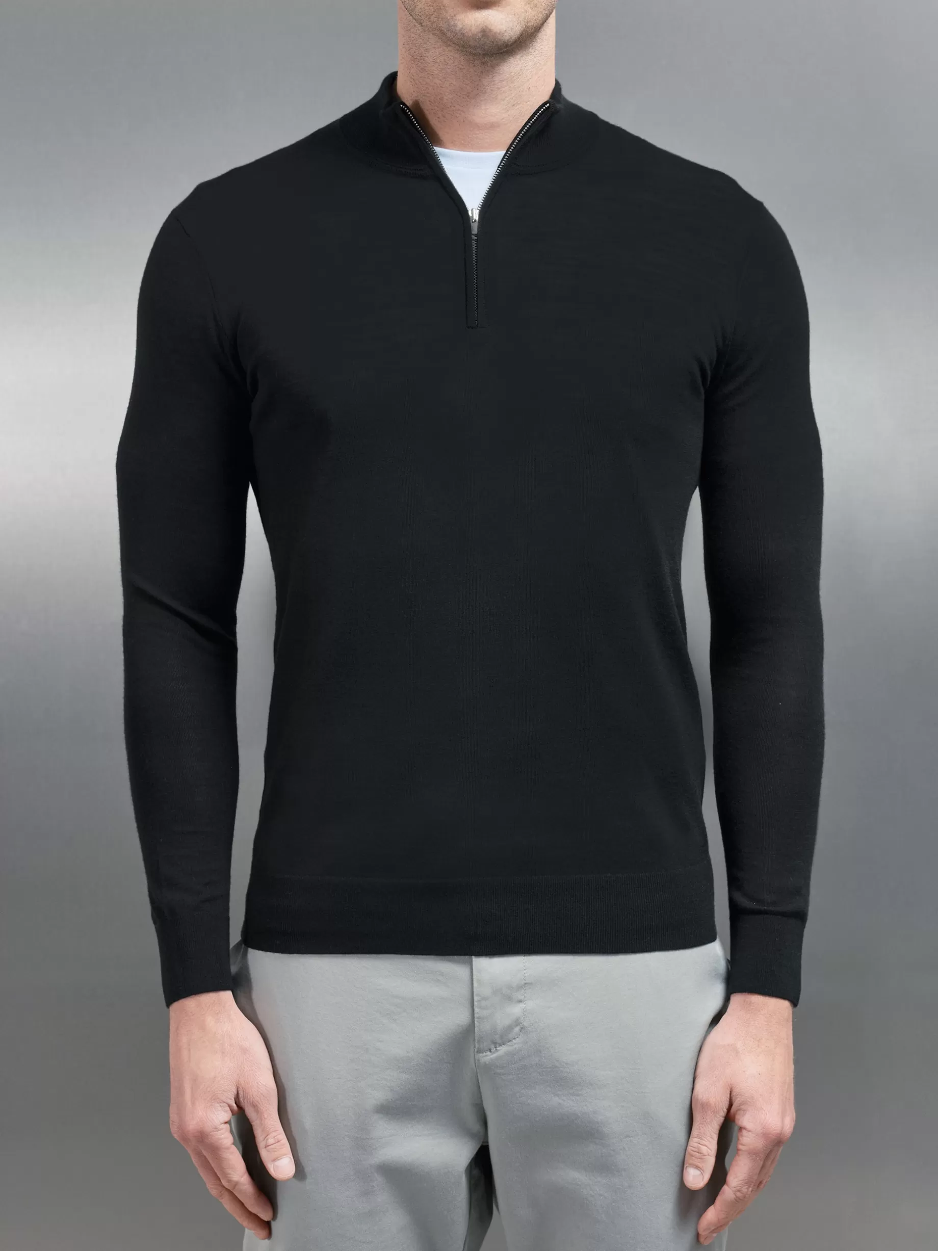 Fashion ARNE Merino Wool Funnel Neck - Black