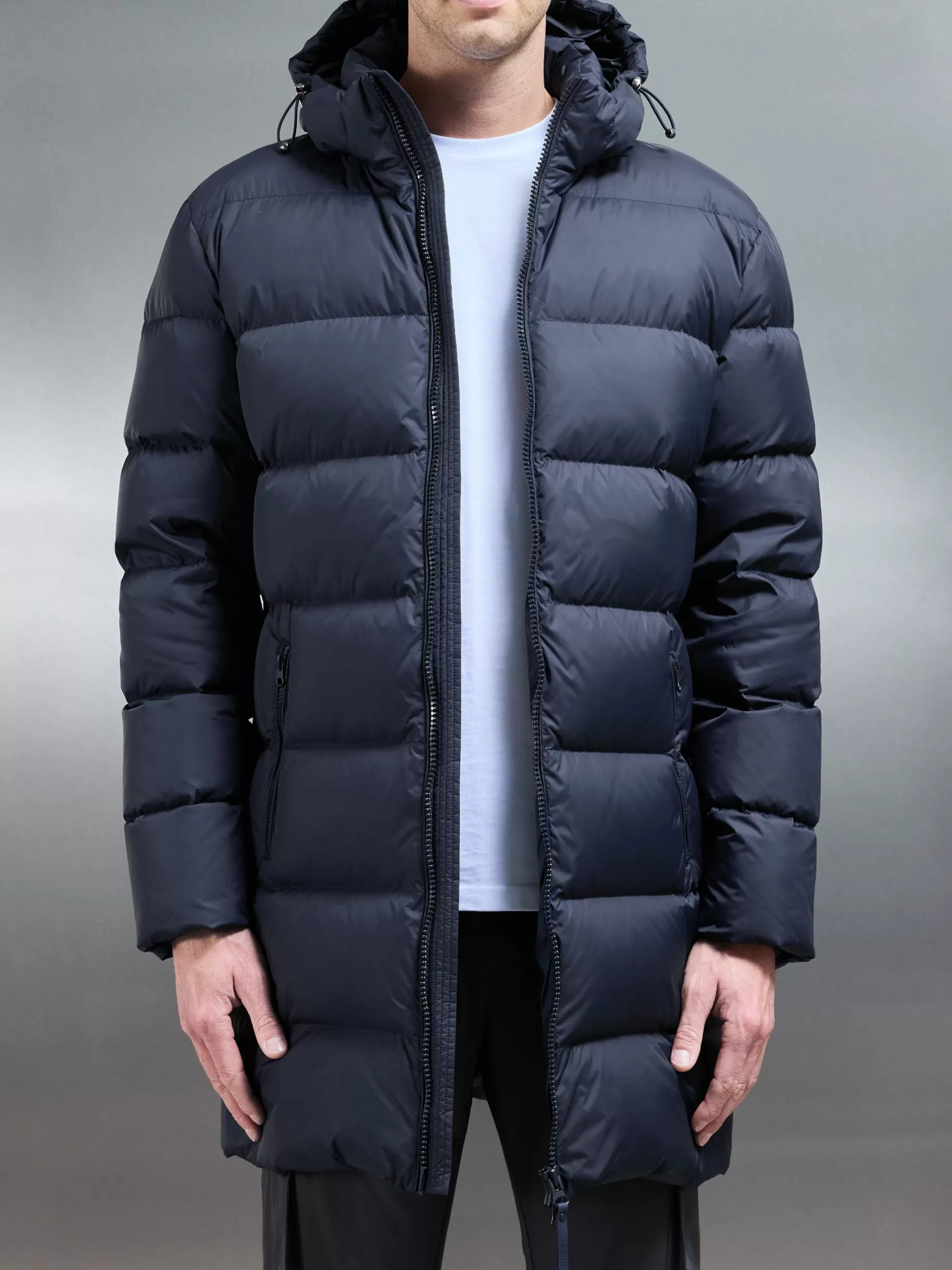 Clearance ARNE Mid Length Down Jacket - Navy