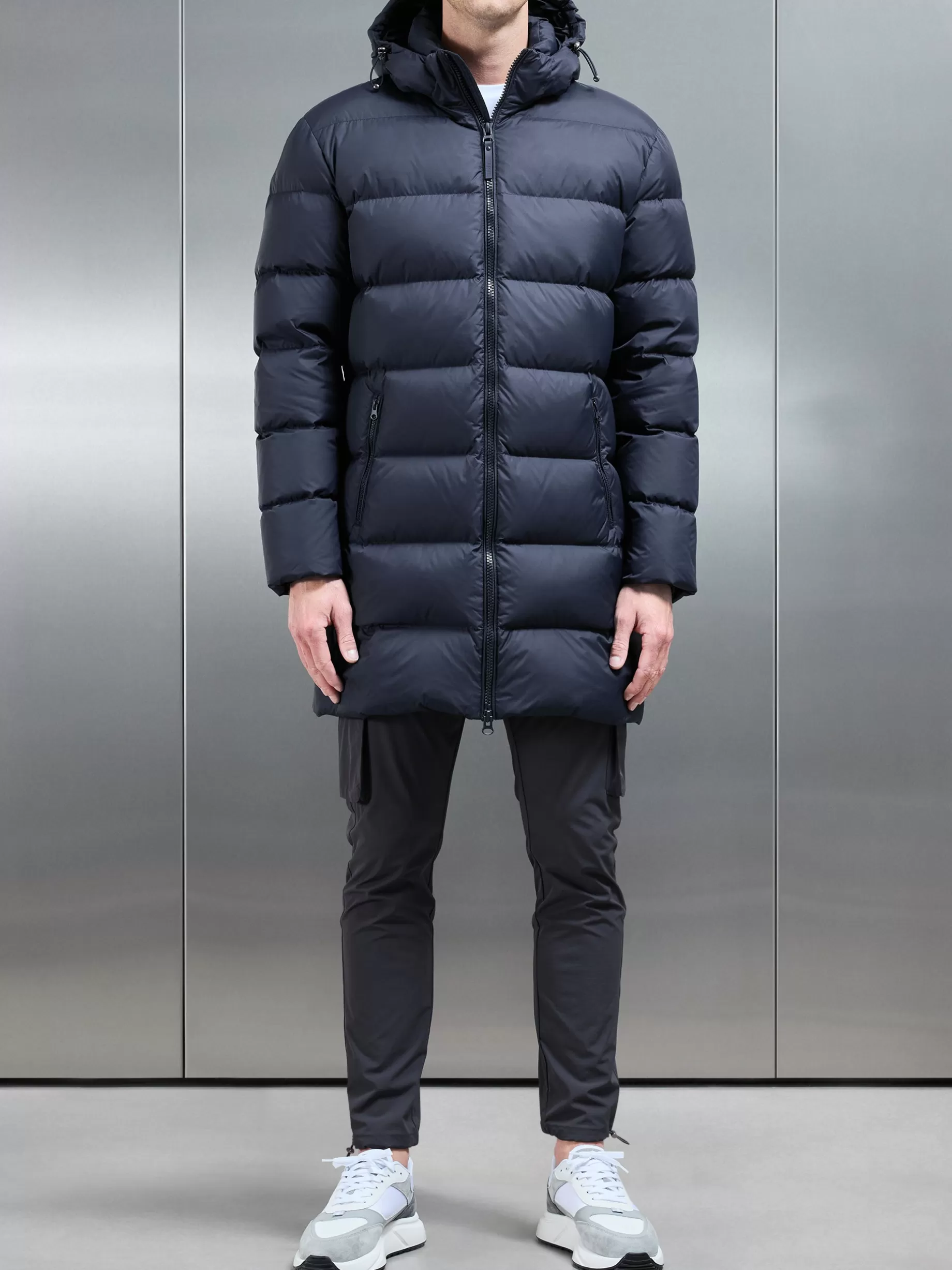 Clearance ARNE Mid Length Down Jacket - Navy