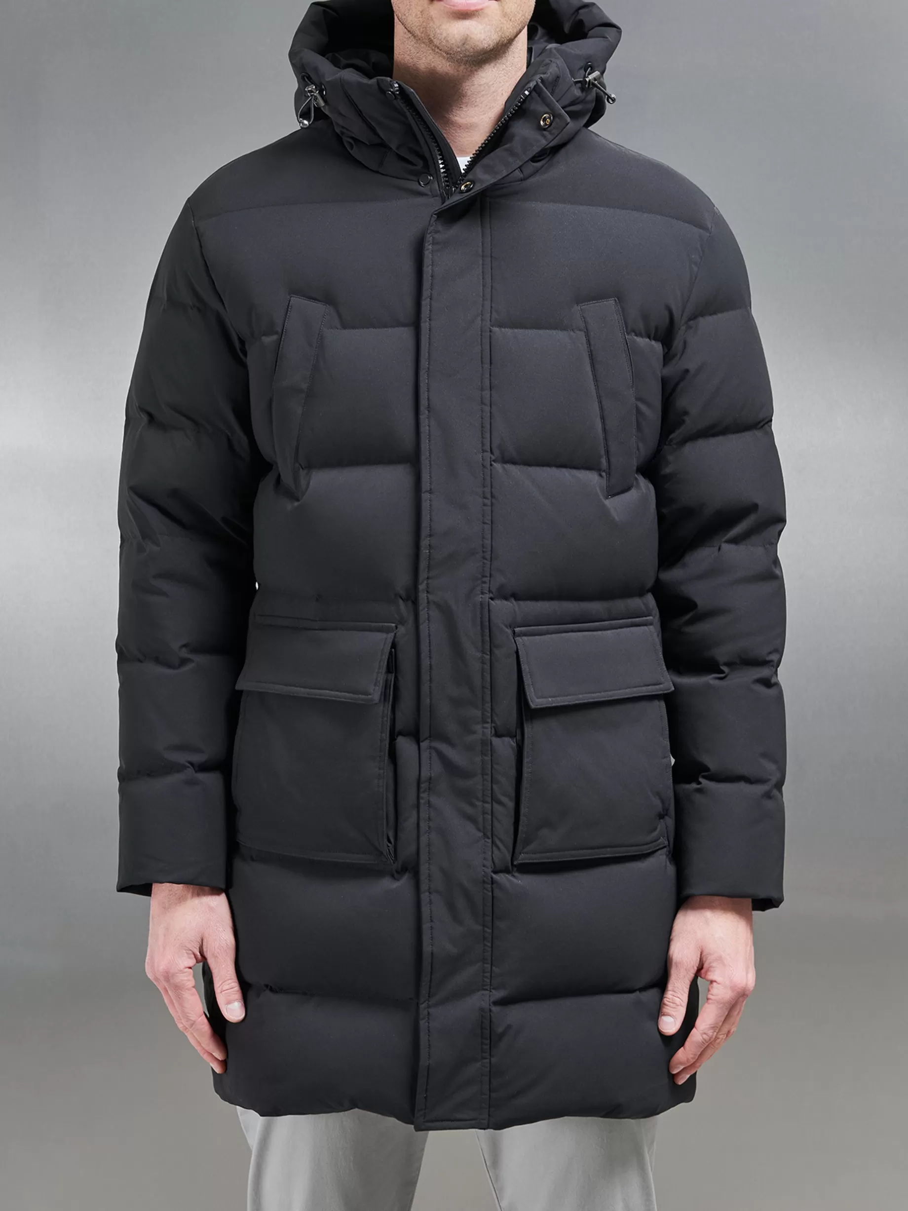 Clearance ARNE Mid Length Parka - Black