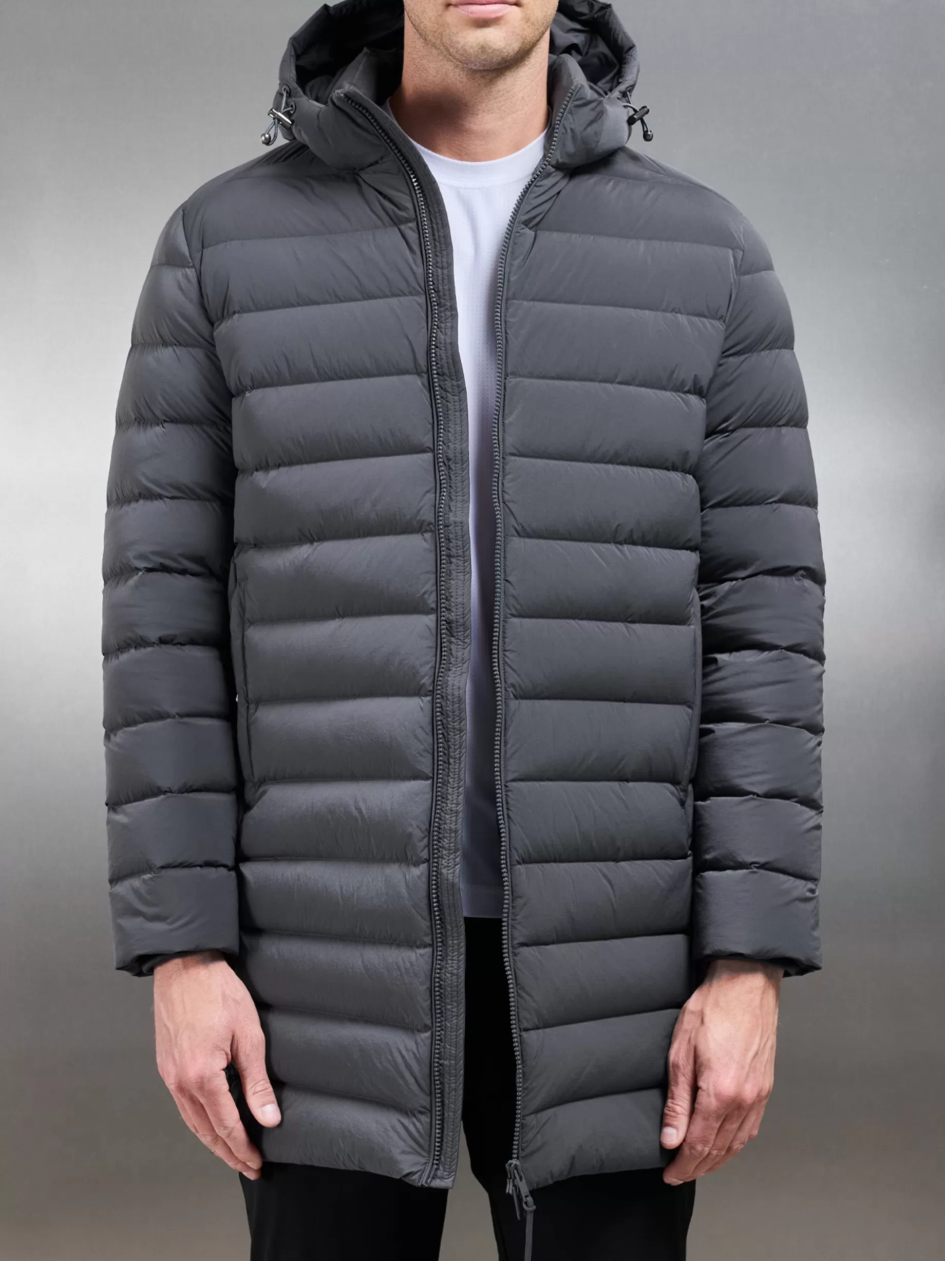 Outlet ARNE Mid Length Technical Down Jacket - Grey