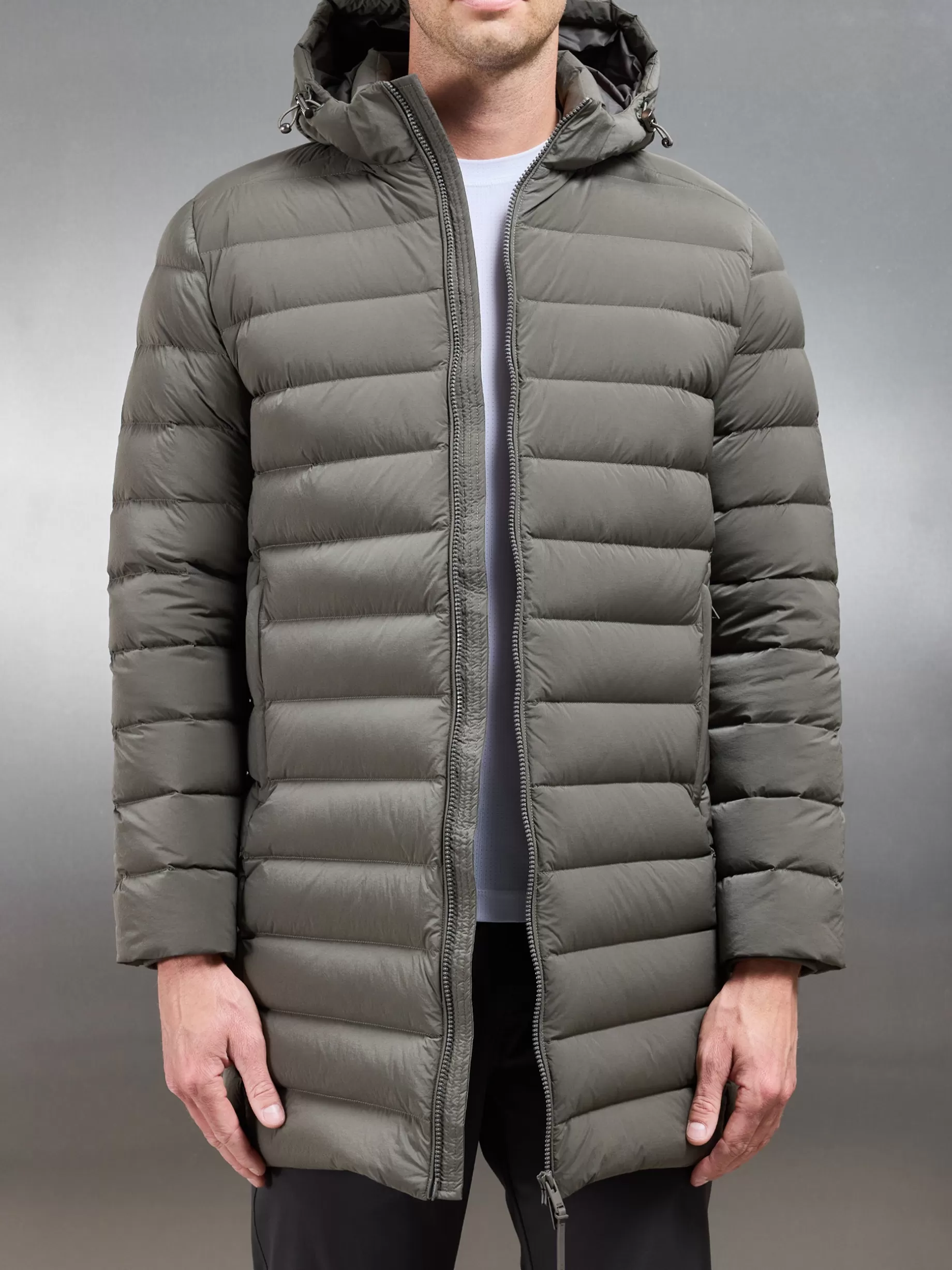 Sale ARNE Mid Length Technical Down Jacket - Olive