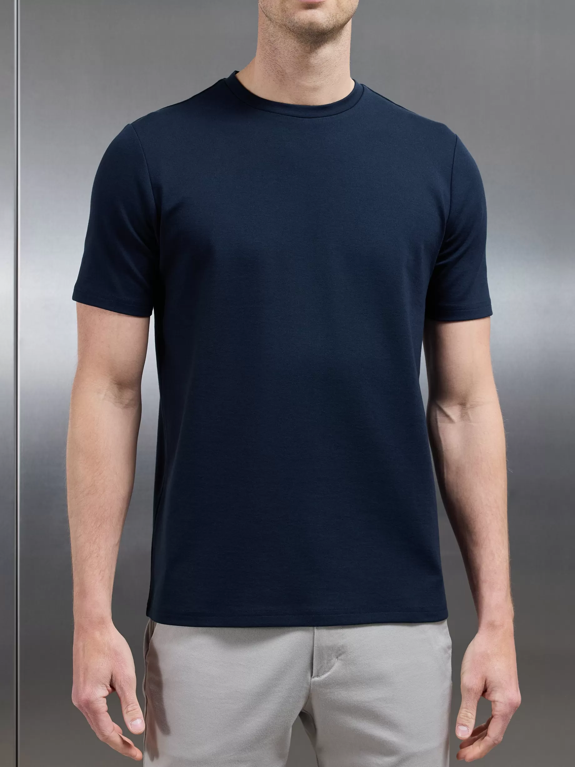 Shop ARNE Mid Weight Interlock Essential T-Shirt - Navy