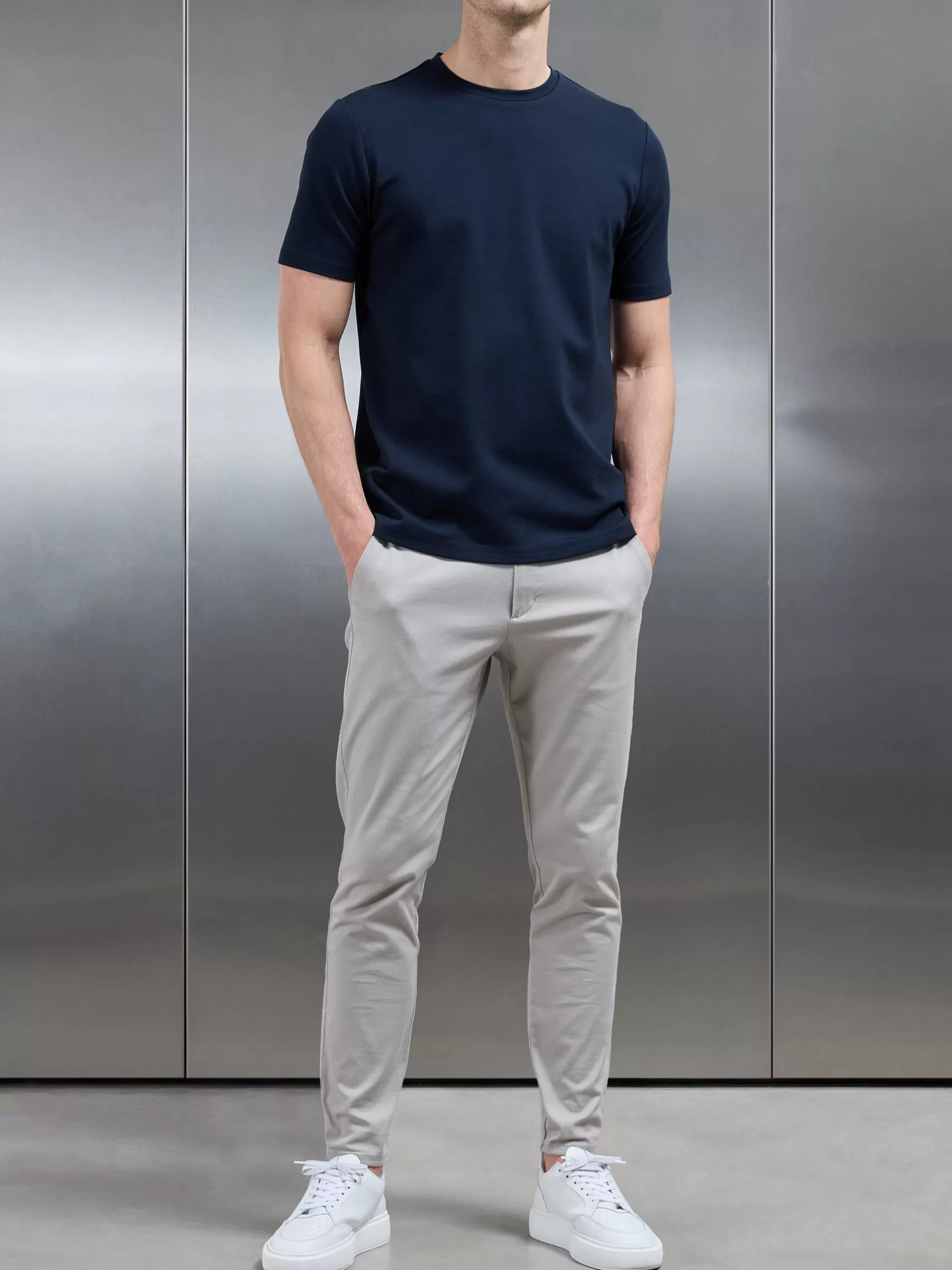 Shop ARNE Mid Weight Interlock Essential T-Shirt - Navy